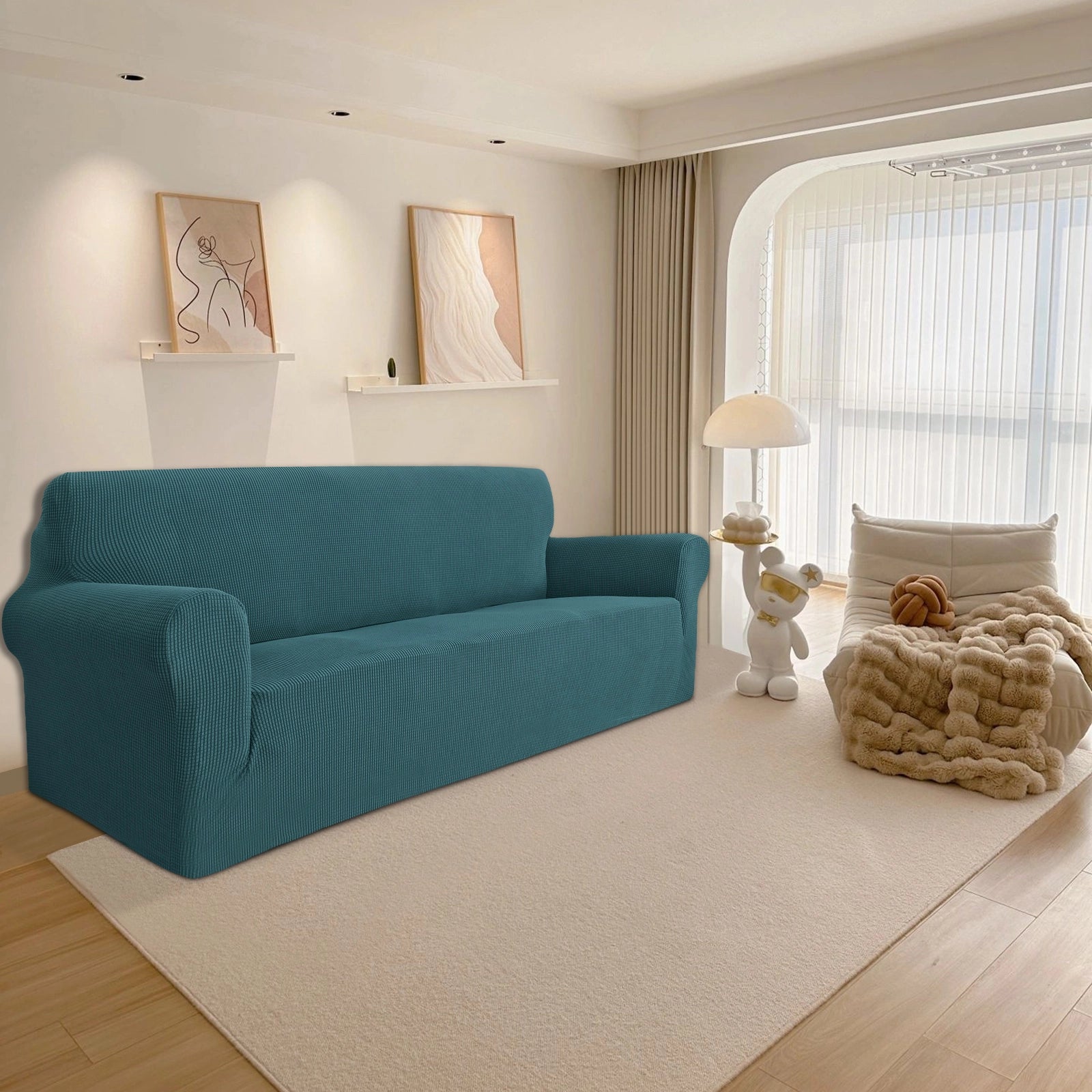 YSTYLE 3 Seater Sofa Cover – Stretch,Anti-Slip & Pet-Friendly, Scratch Resistant, Washable-Grid