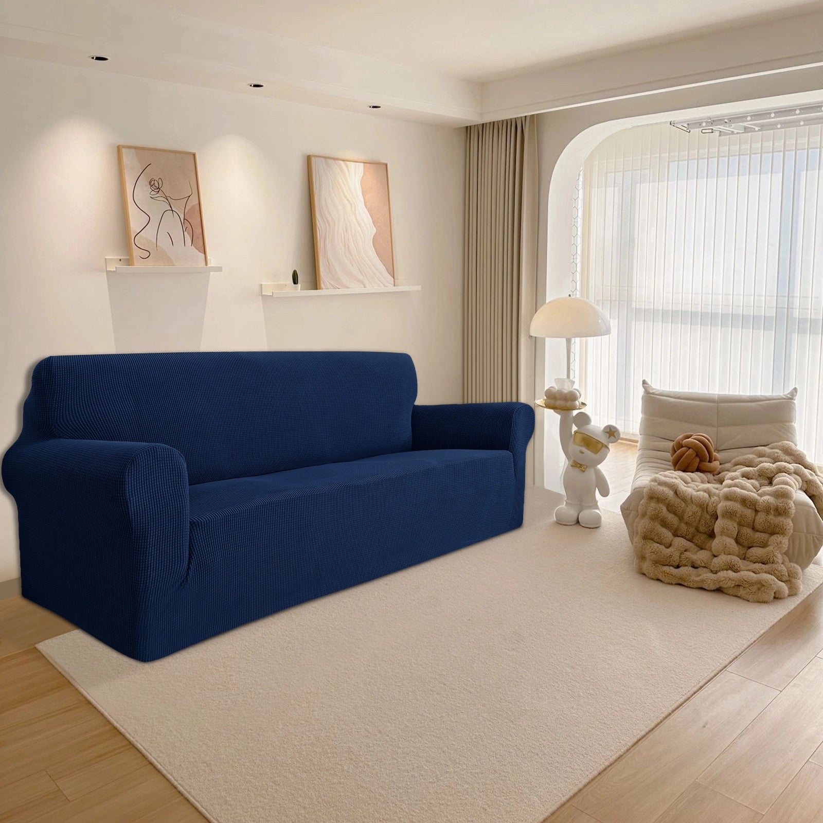 YSTYLE 3 Seater Sofa Cover – Stretch,Anti-Slip & Pet-Friendly, Scratch Resistant, Washable-Grid