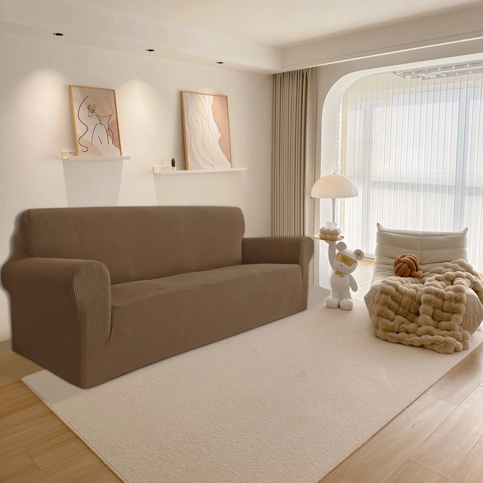 YSTYLE 3 Seater Sofa Cover – Stretch,Anti-Slip & Pet-Friendly, Scratch Resistant, Washable-Grid