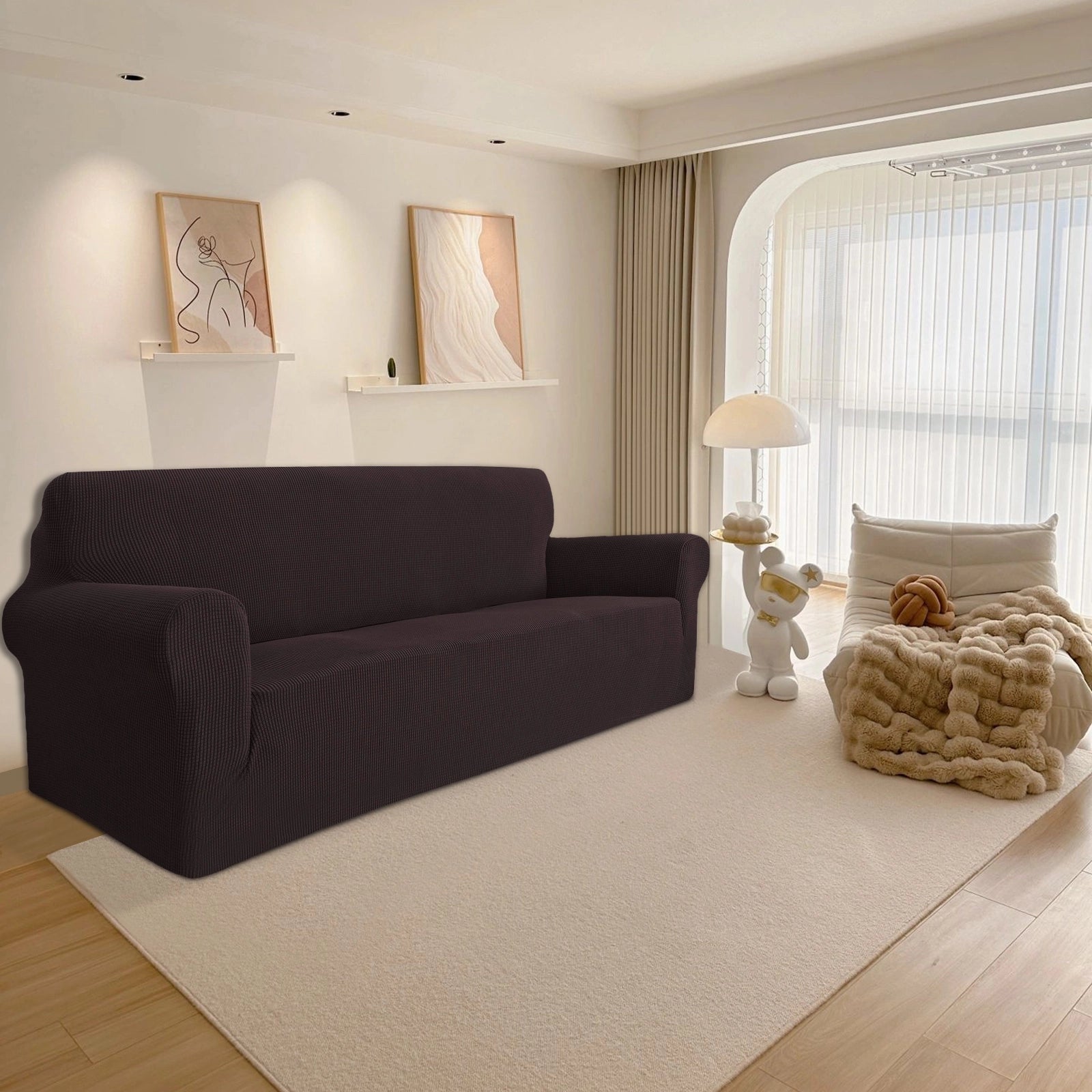 YSTYLE 3 Seater Sofa Cover – Stretch,Anti-Slip & Pet-Friendly, Scratch Resistant, Washable-Grid