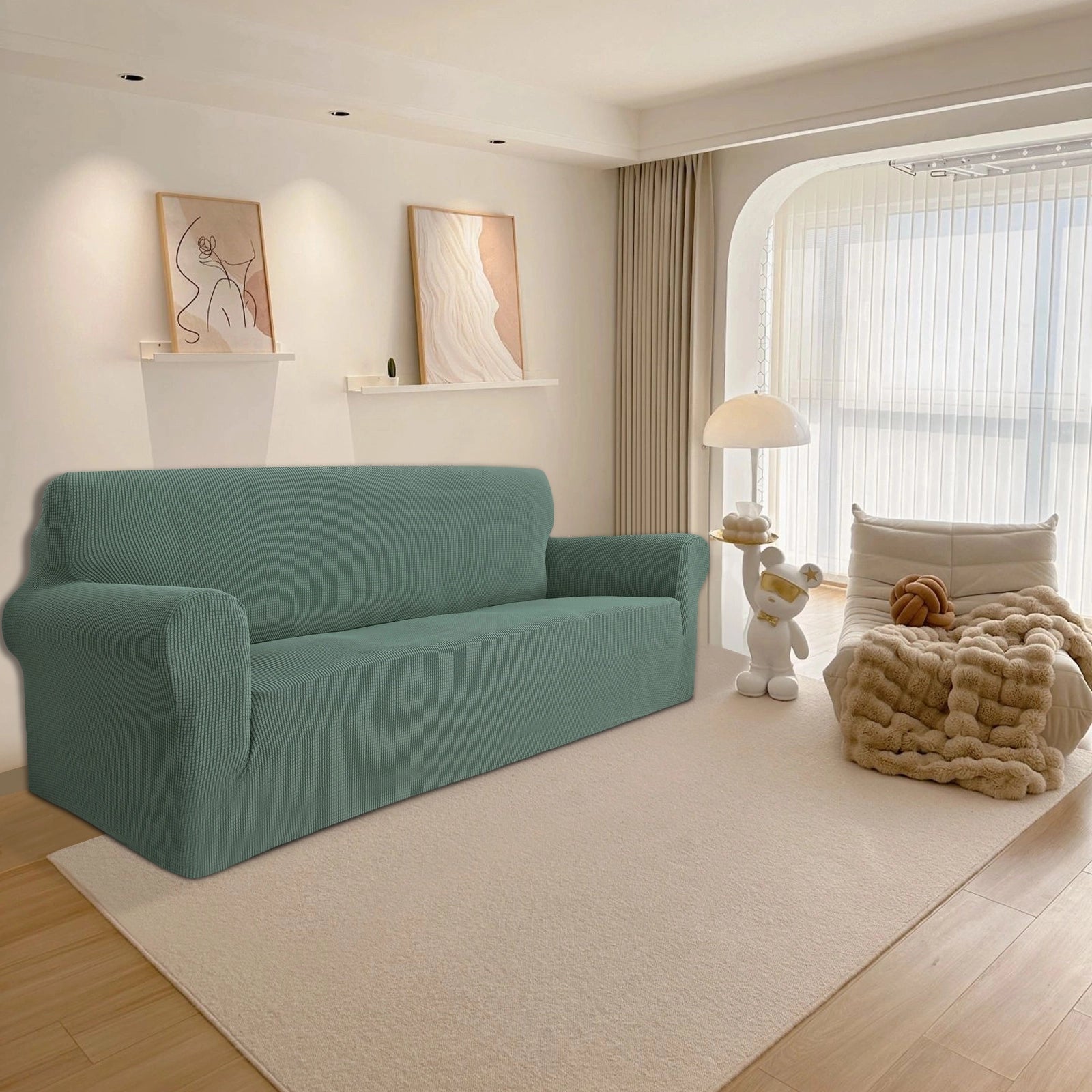 YSTYLE Stretch 3 Seater Sofa Cover with Armrests Anti Slip-YSTYLE