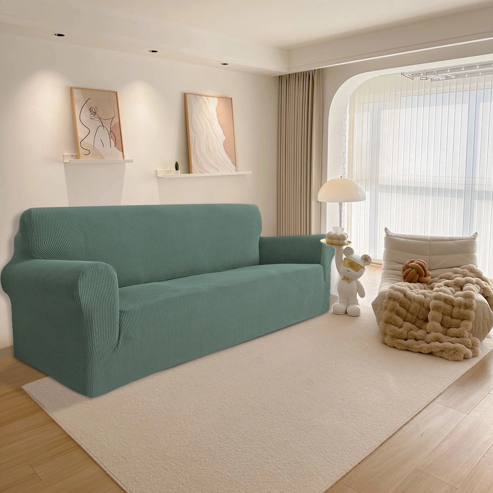 YSTYLE Stretch 4 Seater Sofa Cover with Armrests Anti Slip-YSTYLE