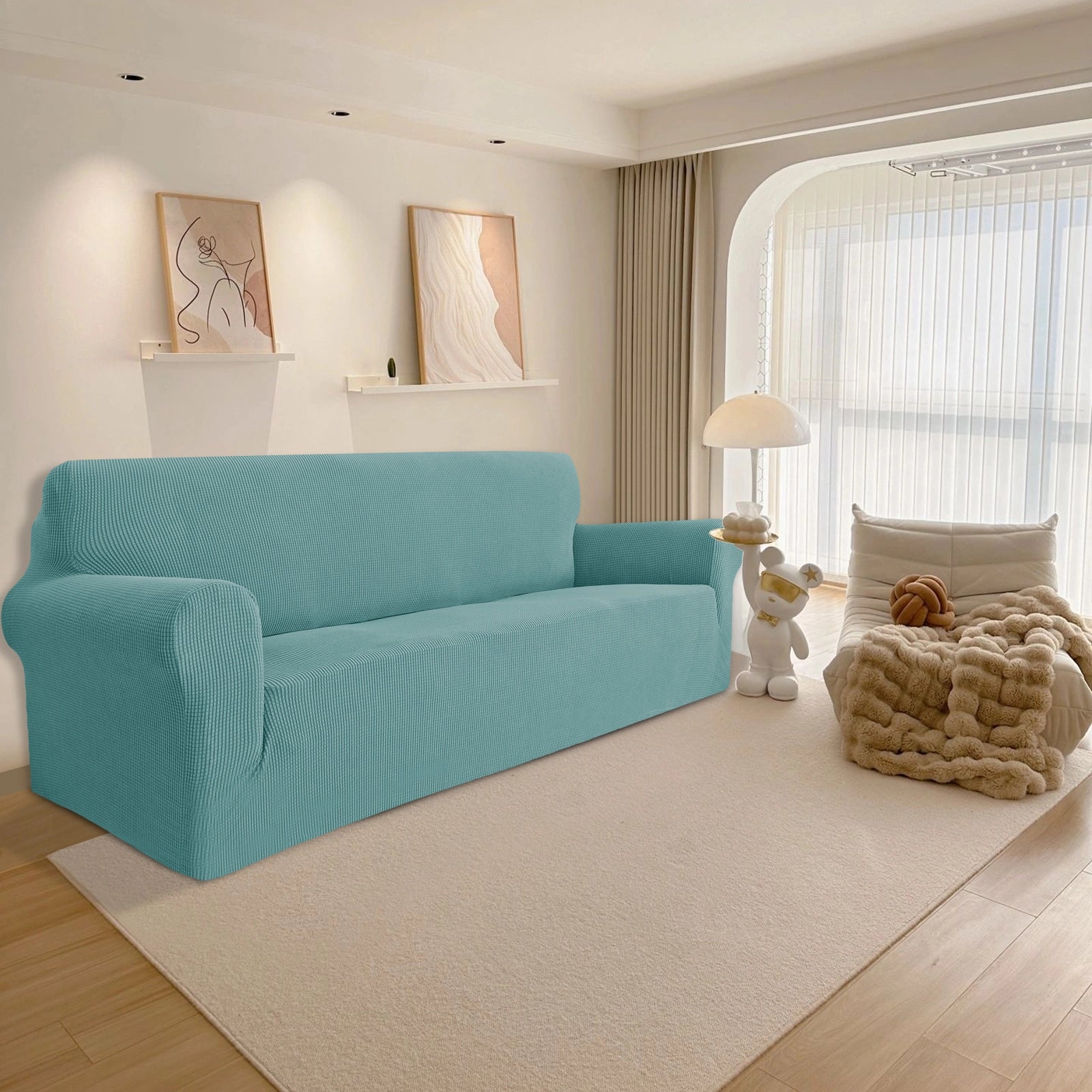 YSTYLE Stretch 4 Seater Sofa Cover with Armrests Anti Slip-YSTYLE