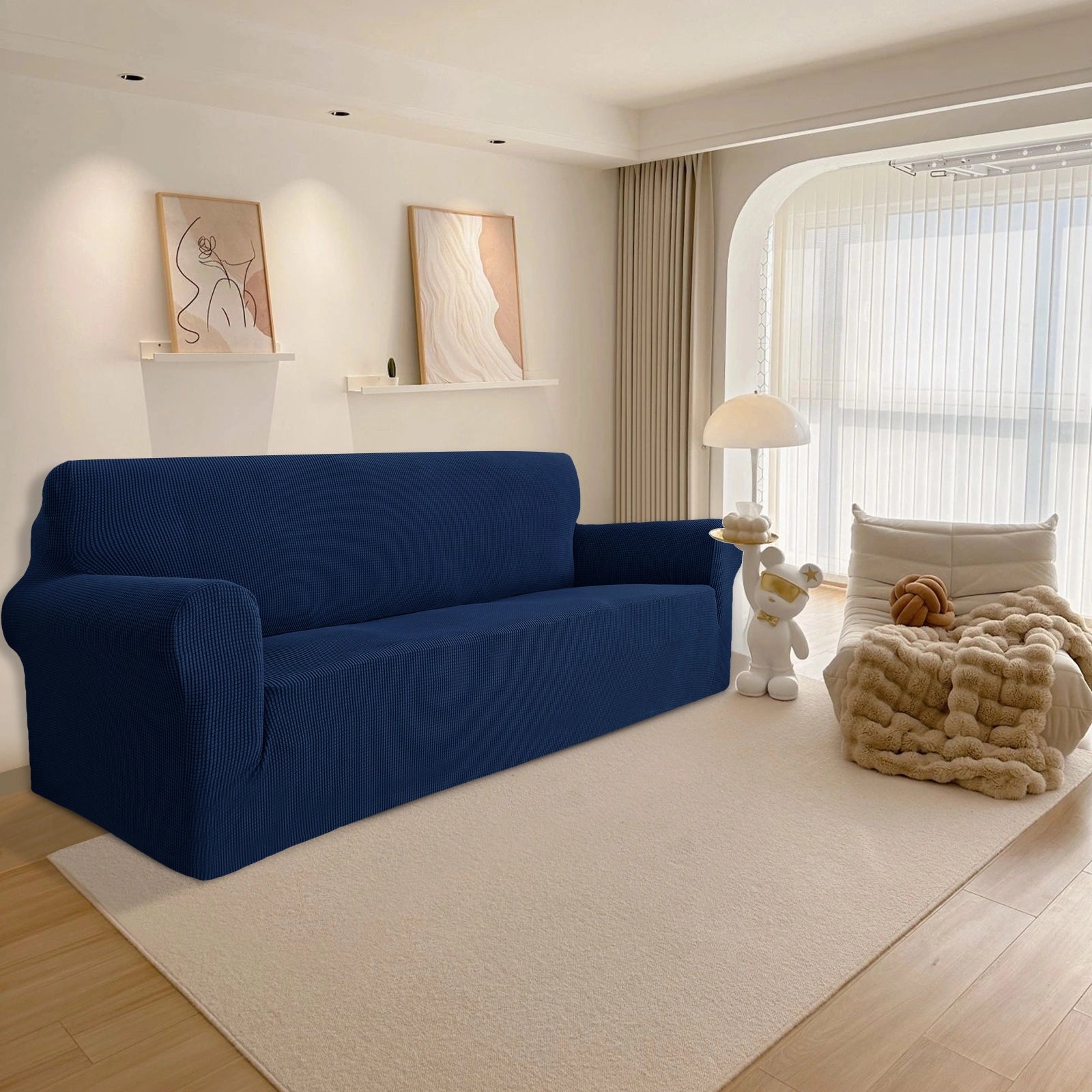 YSTYLE 4 Seater Sofa Cover – Stretch,Anti-Slip & Pet-Friendly, Scratch Resistant, Washable-Grid