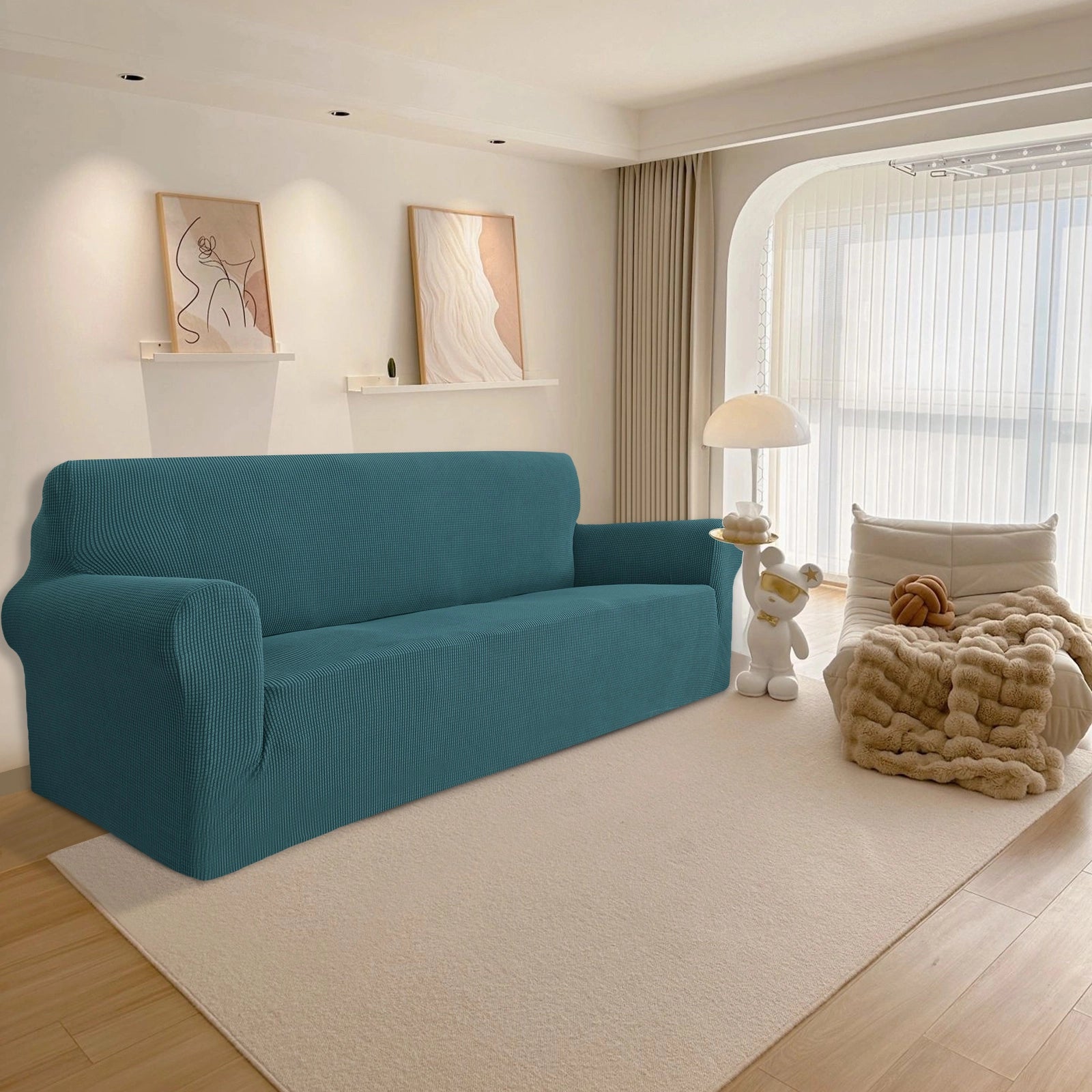 YSTYLE Stretch 4 Seater Sofa Cover with Armrests Anti Slip-YSTYLE