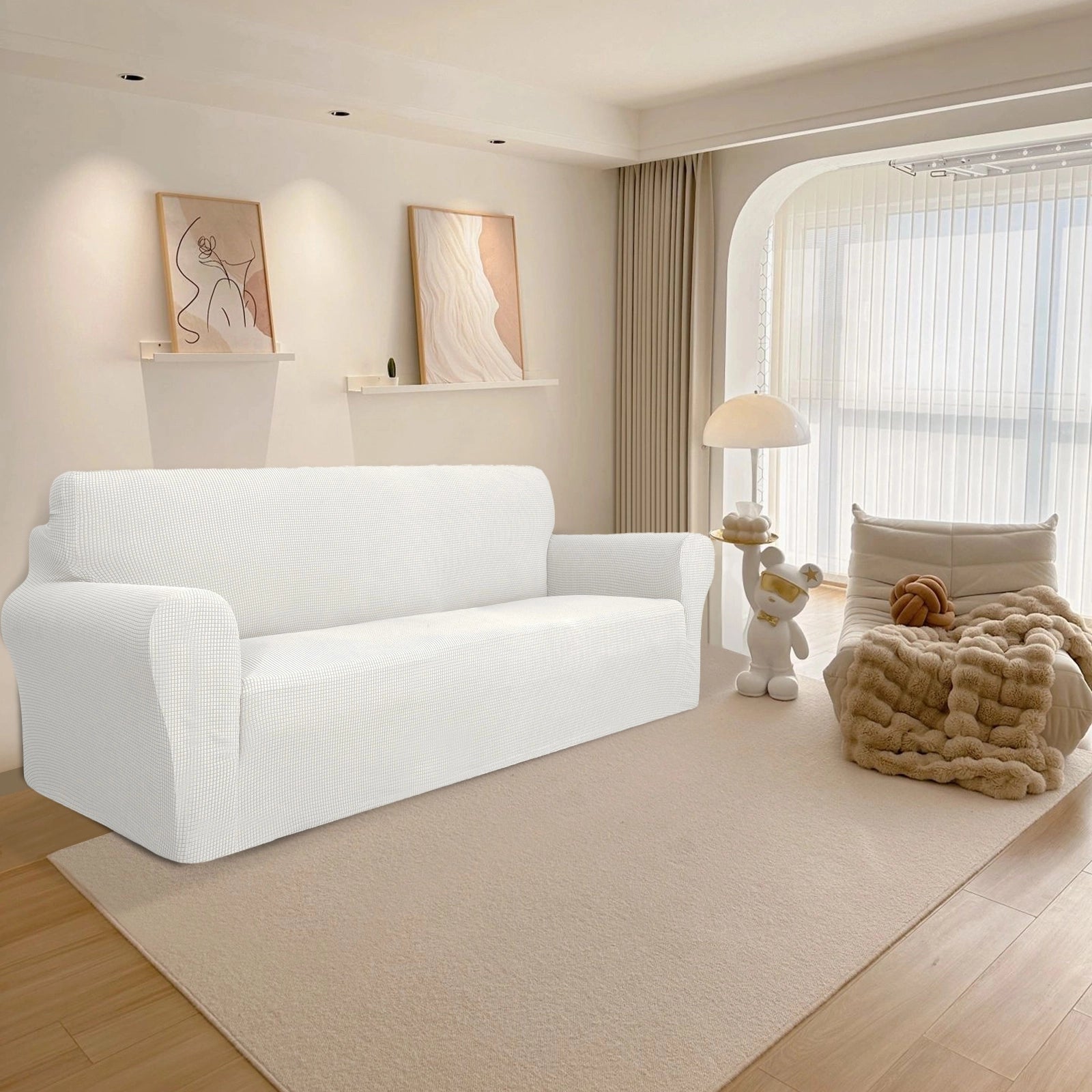 YSTYLE Stretch 3 Seater Sofa Cover with Armrests Anti Slip-YSTYLE