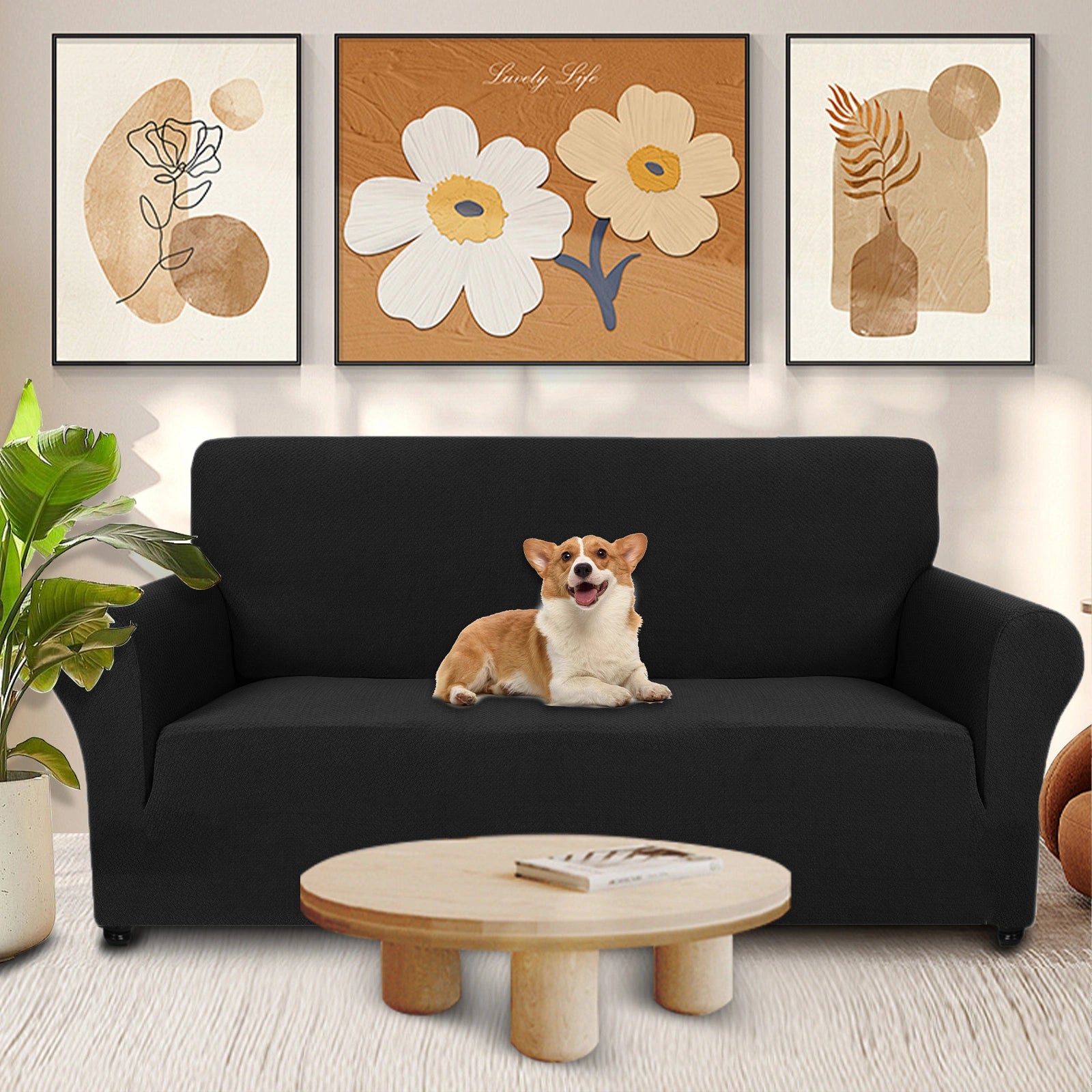 YSTYLE 2 Seater Sofa Cover – Stretch Jacquard, Anti-Slip, Cat-Proof, Washable, Full Cover-Knot