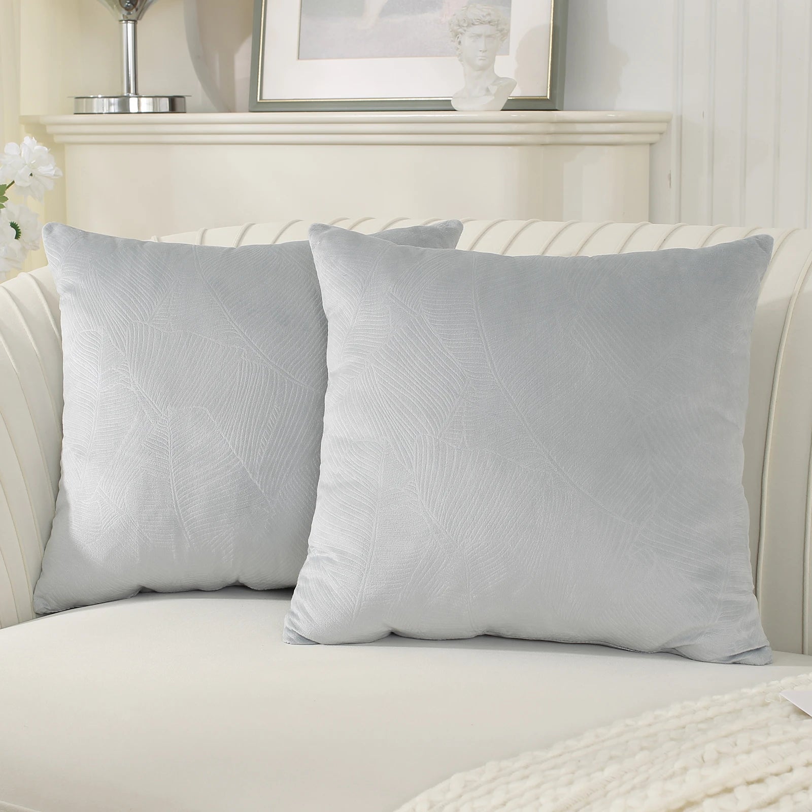 YSTYLE Velvet Sofa Cushion Covers, Decorative Throw Pillow Covers, 2 pcs, Hidden Zipper-Leaf Shape