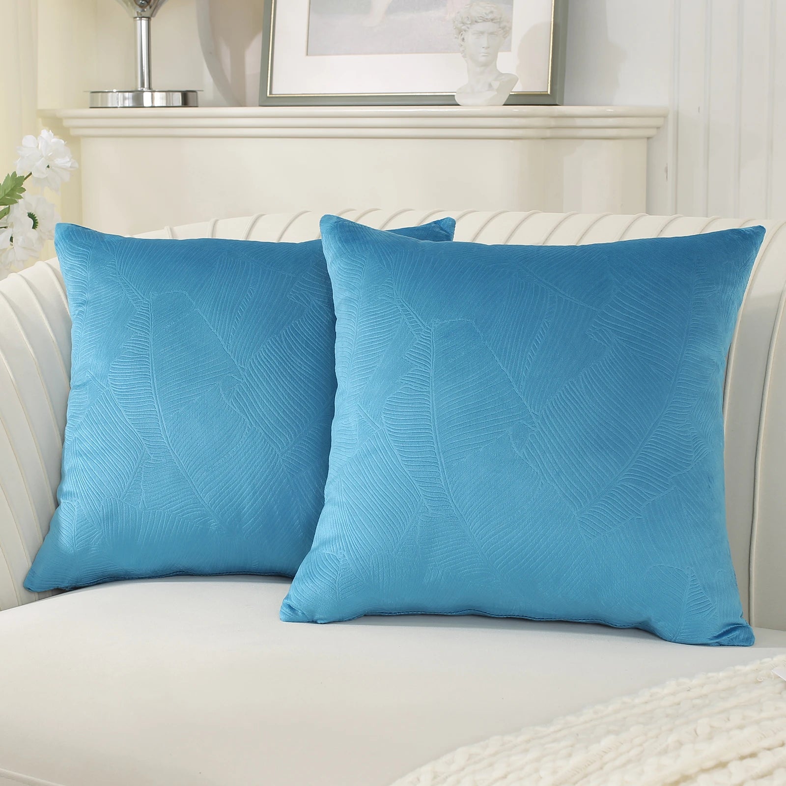 YSTYLE Velvet Sofa Cushion Covers, Decorative Throw Pillow Covers, 2 pcs, Hidden Zipper-Leaf Shape