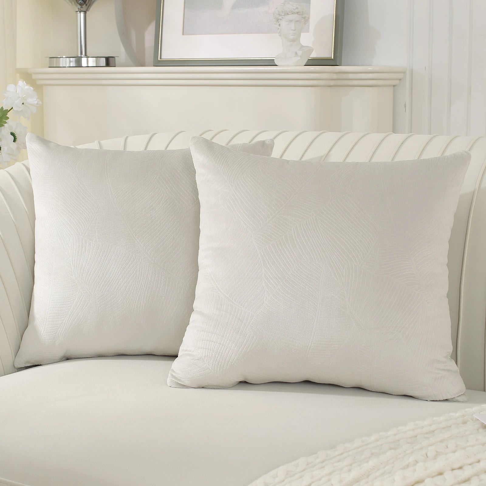YSTYLE Velvet Sofa Cushion Covers, Decorative Throw Pillow Covers, 2 pcs, Hidden Zipper-Leaf Shape