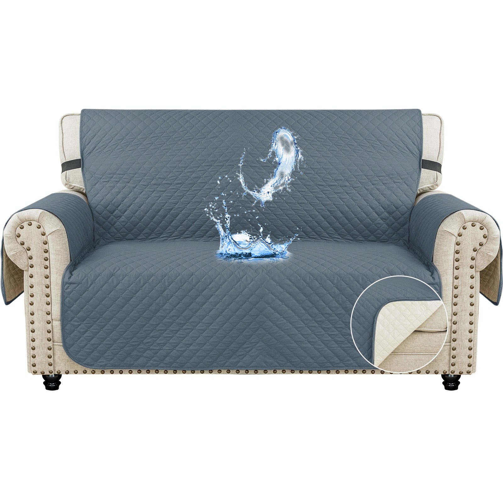 YSTYLE 2 Seater Couch Protector & WaterProof – Stretch Sofa Cover, Anti-Slip with Storage Pocket, Ideal for Pets-Rhombic