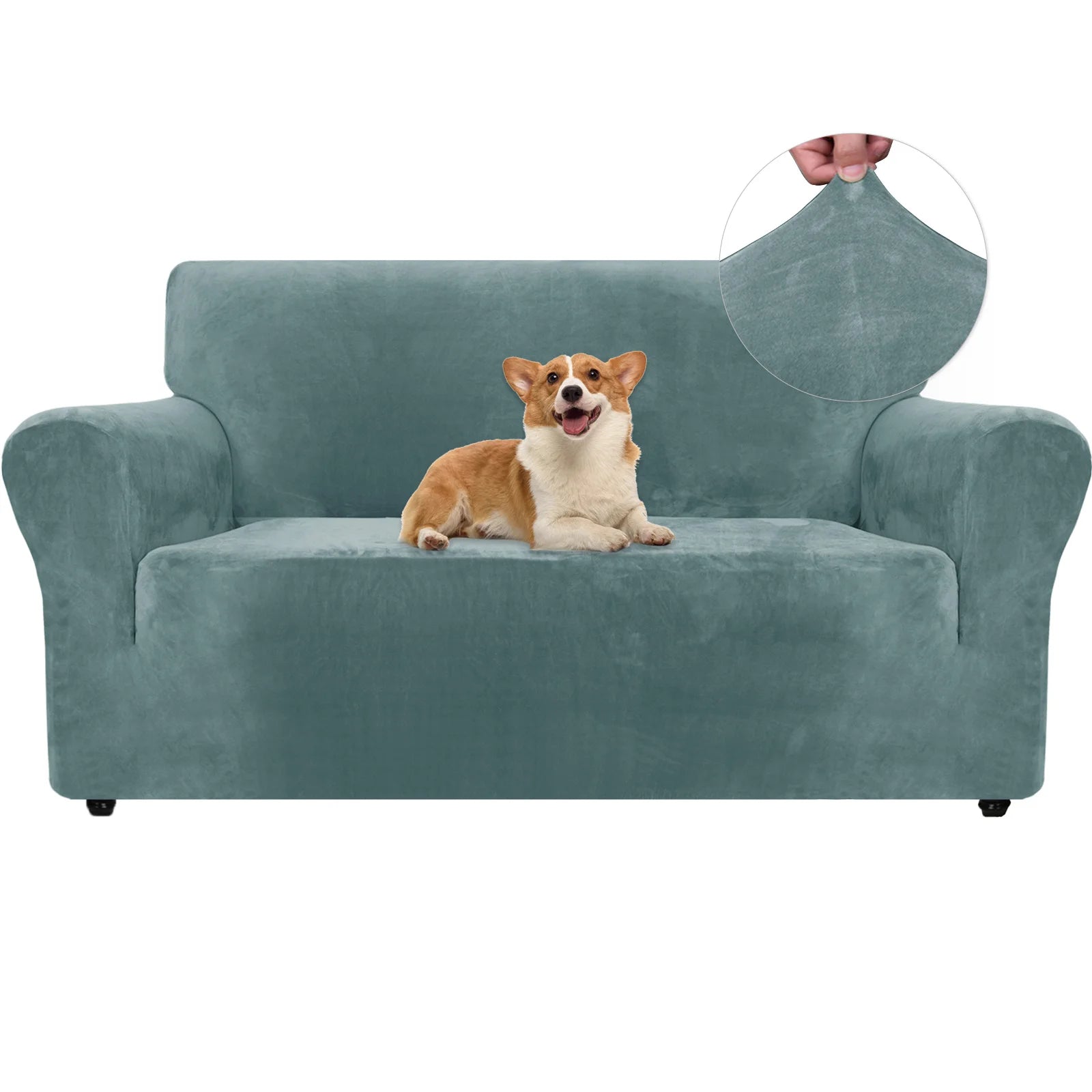 YSTYLE Velvet 2 Seater Sofa Cover – Stretch Fit, Anti-Scratch, Pet-Friendly, Non-Slip, Washable