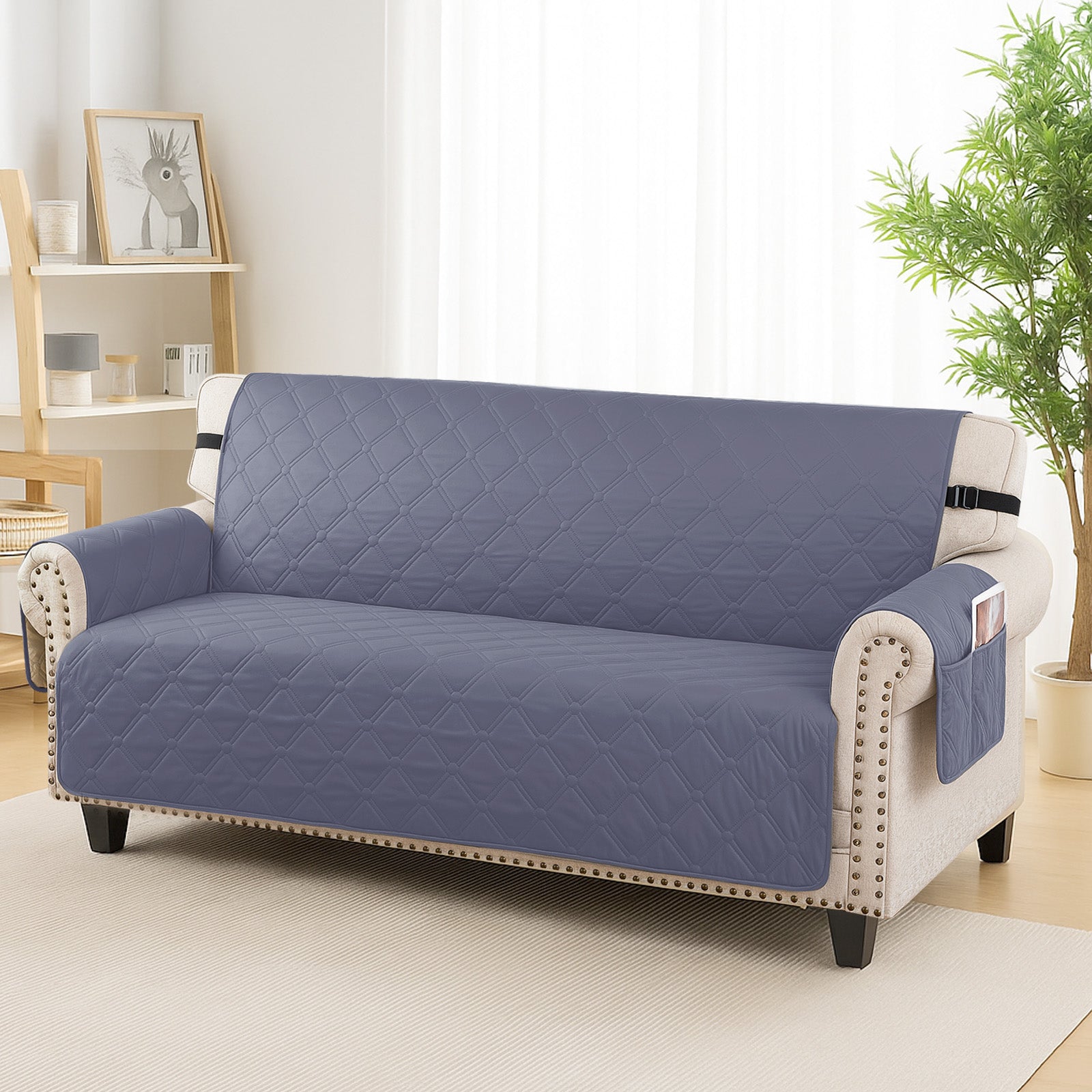 Ystyle Waterproof 2 Seater Sofa Cover with Armrests Side Pockets