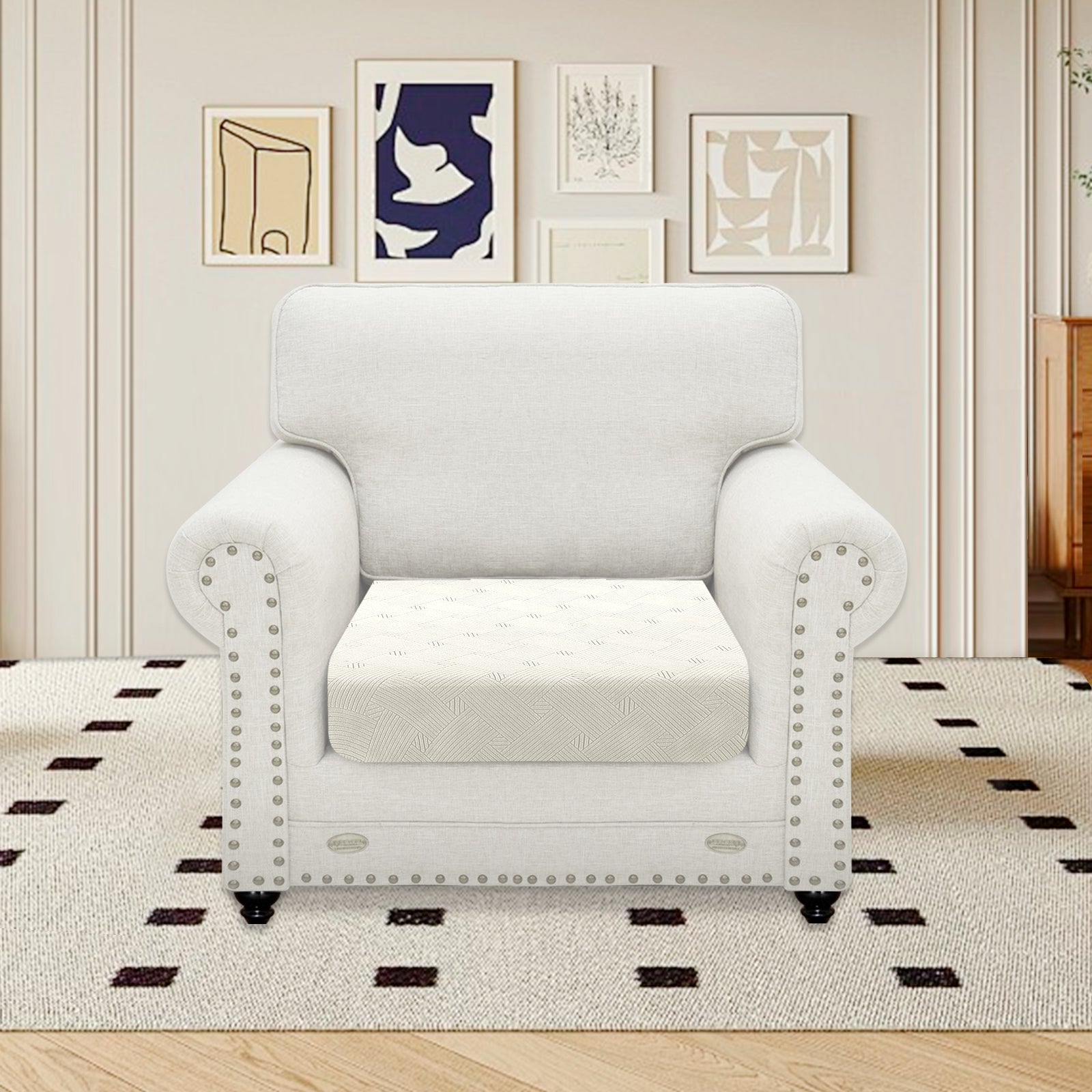 YSTYLE Sofá 1 Pieza Manta para Asiento – Ajuste Elástico, Antideslizante, Patrón Geométrico, Uso Universal, Protección Total - Patrón Entrelazado