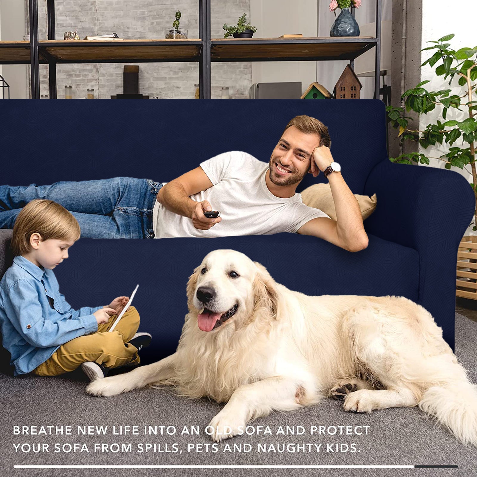 YSTYLE Hoch Stretch 3-Sitzer Sofa Bezug Anti-Rutsch Waschbar