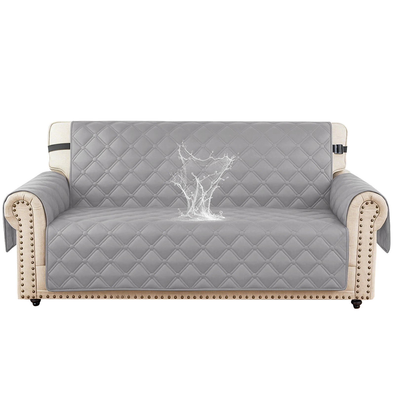 Ystyle Waterproof 2 Seater Sofa Cover with Armrests Side Pockets