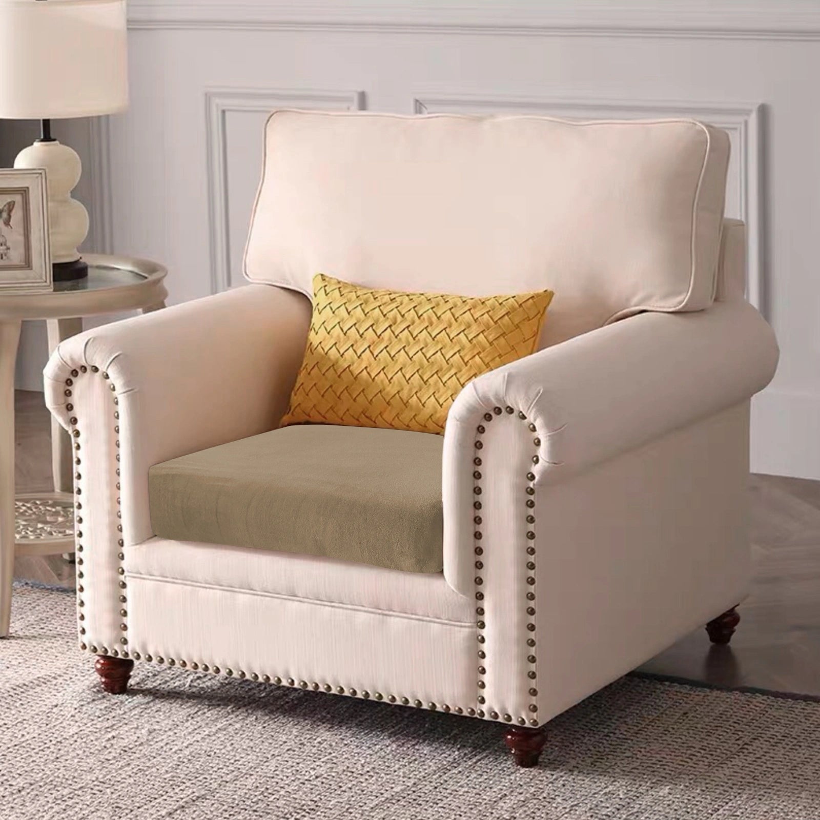 YSTYLE 1 Piece Velvet Cushion Cover – Stretch Fit, Anti-Slip, Universal for Separate Sofa Cushions