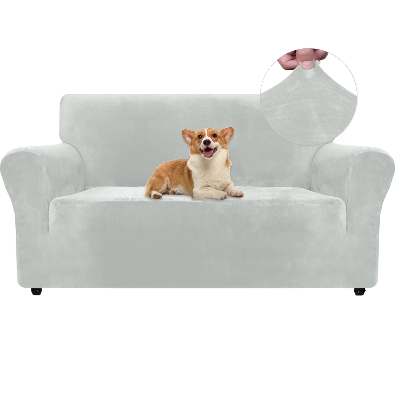 YSTYLE Velvet 2 Seater Sofa Cover – Stretch Fit, Anti-Scratch, Pet-Friendly, Non-Slip, Washable