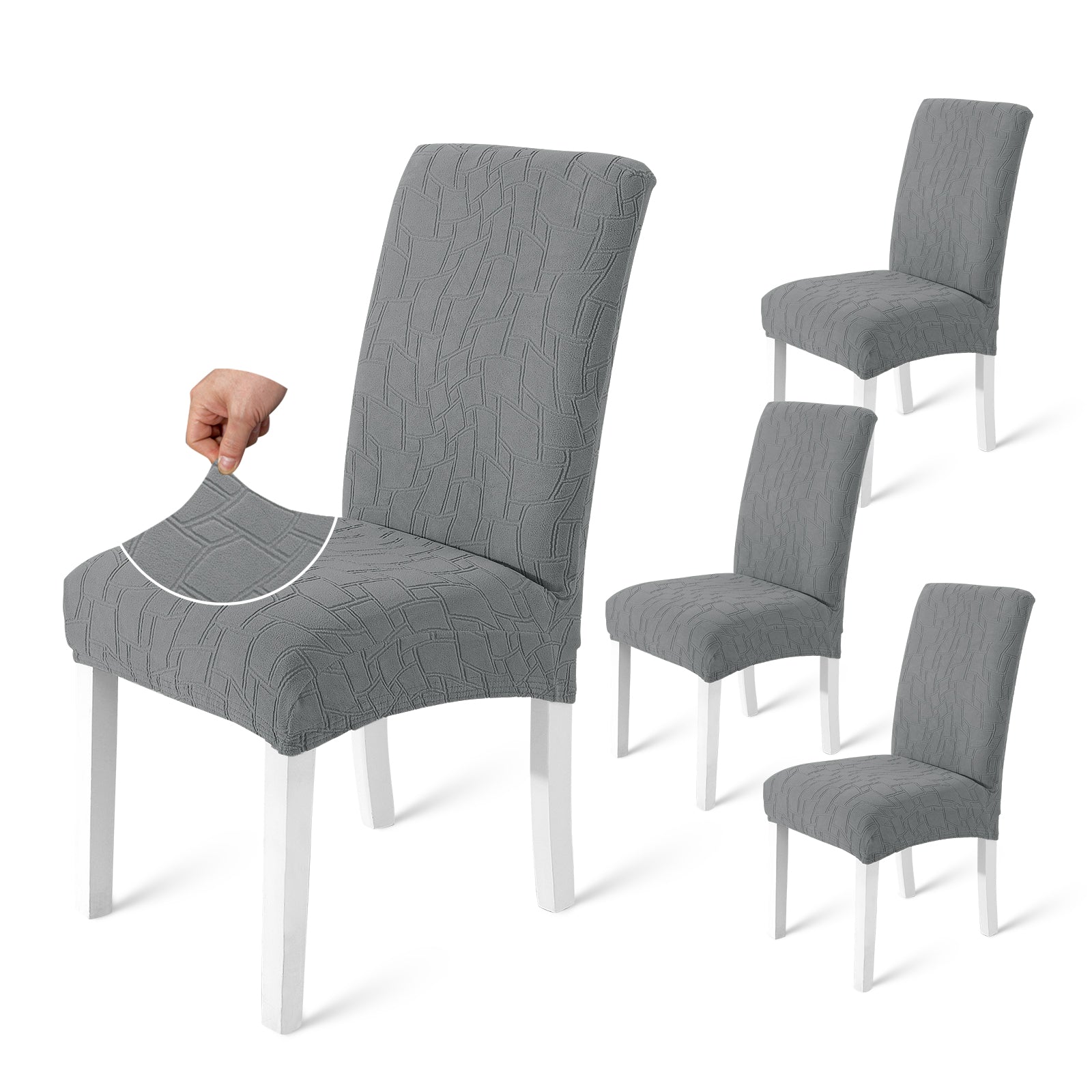 Ystyle 4-Piece Chair Covers with Backrest, Elastic Living Room Kitchen Chair Slipcovers, Soft Comfortable Anti-Scratch Chair Covers, Easy to Clean and Durable, Washable Removable
