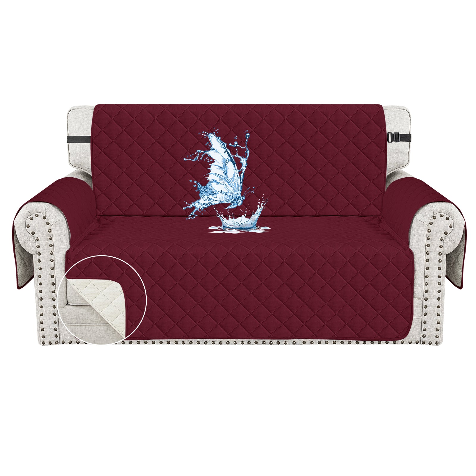 Ystyle Waterproof 2 Seater Sofa Cover with Armrests Anti-Slip