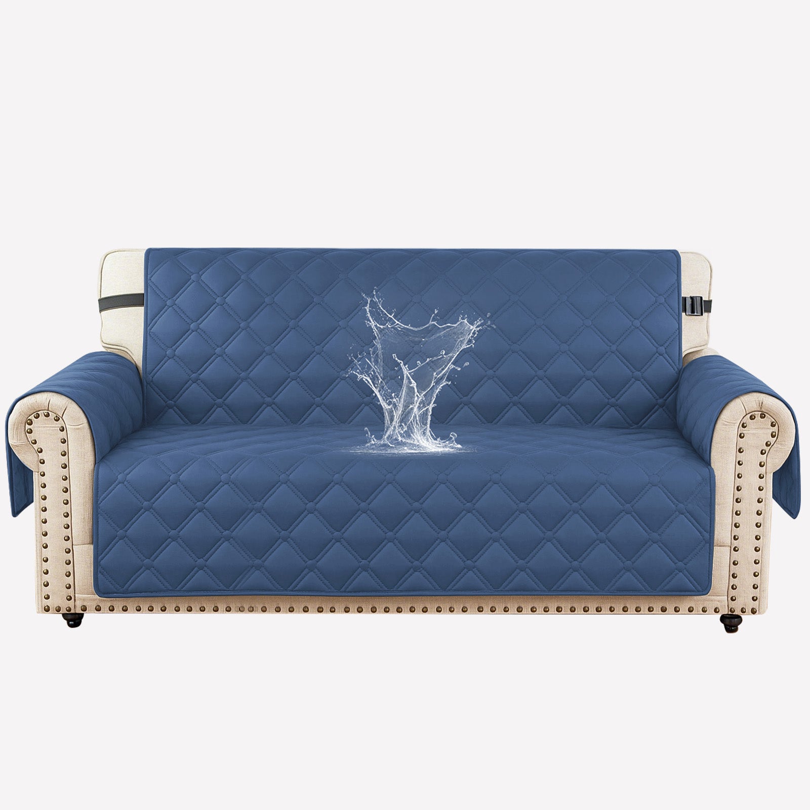 Ystyle Waterproof 2 Seater Sofa Cover with Armrests Side Pockets