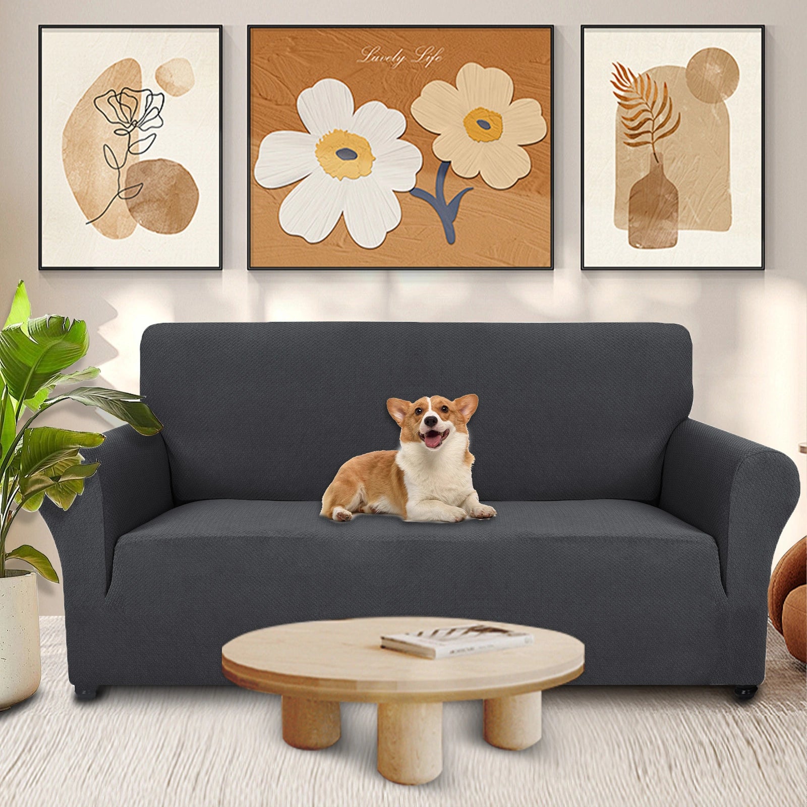 YSTYLE 2 Seater Sofa Cover – Stretch Jacquard, Anti-Slip, Cat-Proof, Washable, Full Cover-Knot