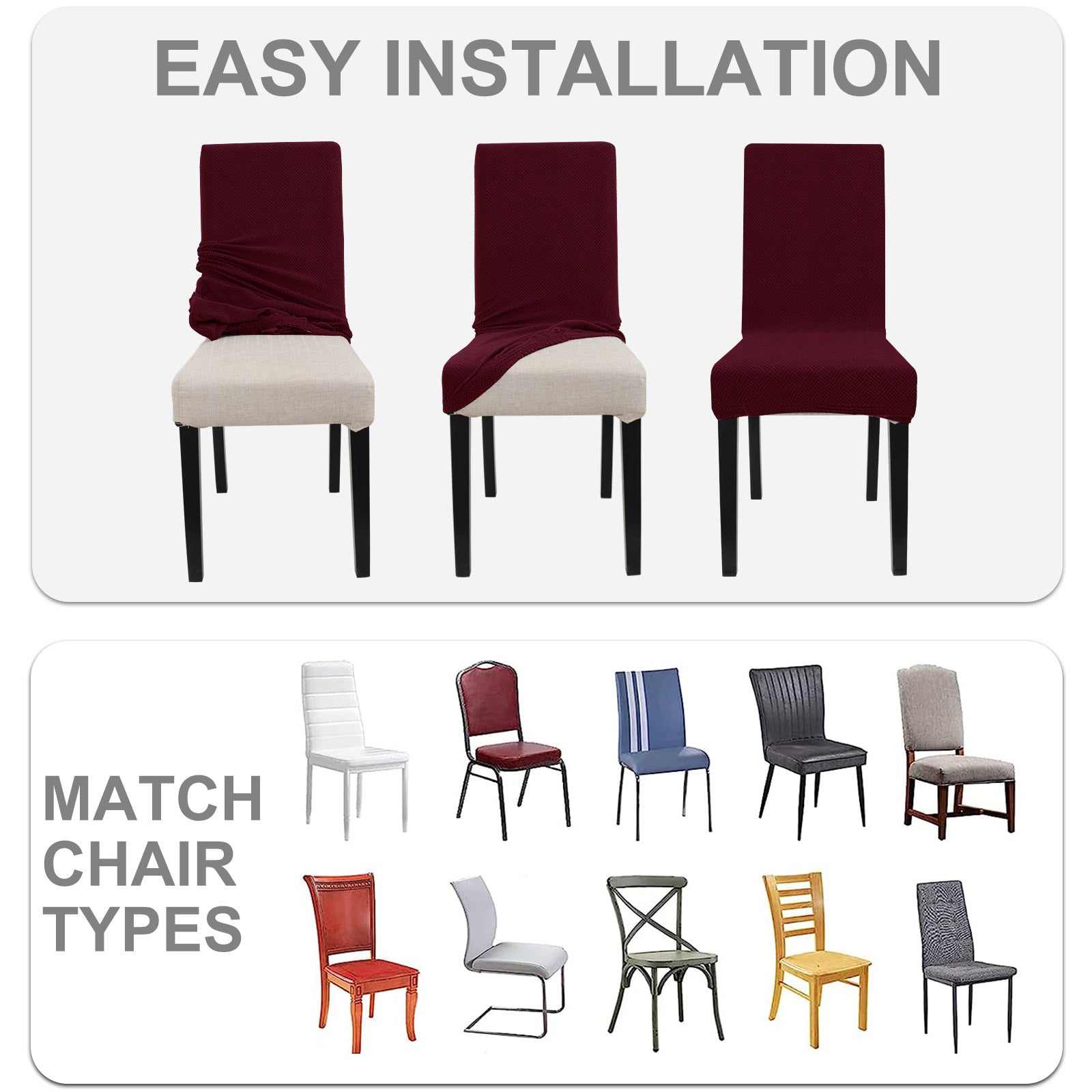 YSTYLE 2 Pieces élastique Dining Chair couvertures Diamond Jacquard