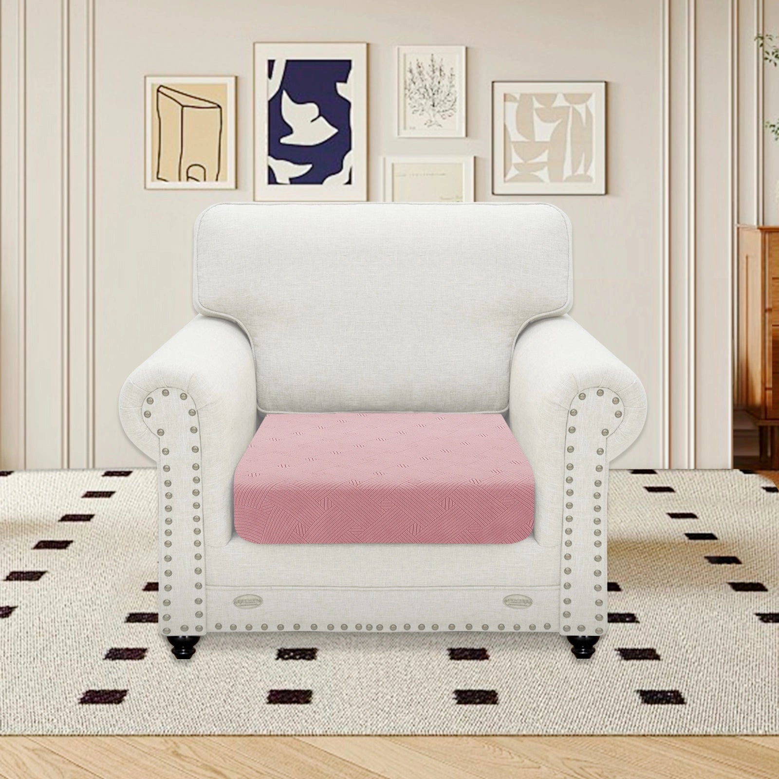 YSTYLE Sofa 1 Piece Cushion Cover – Stretch Fit, Anti-Slip, Geometric Pattern, Universal Use, Full Protection-Intertwined Pattern