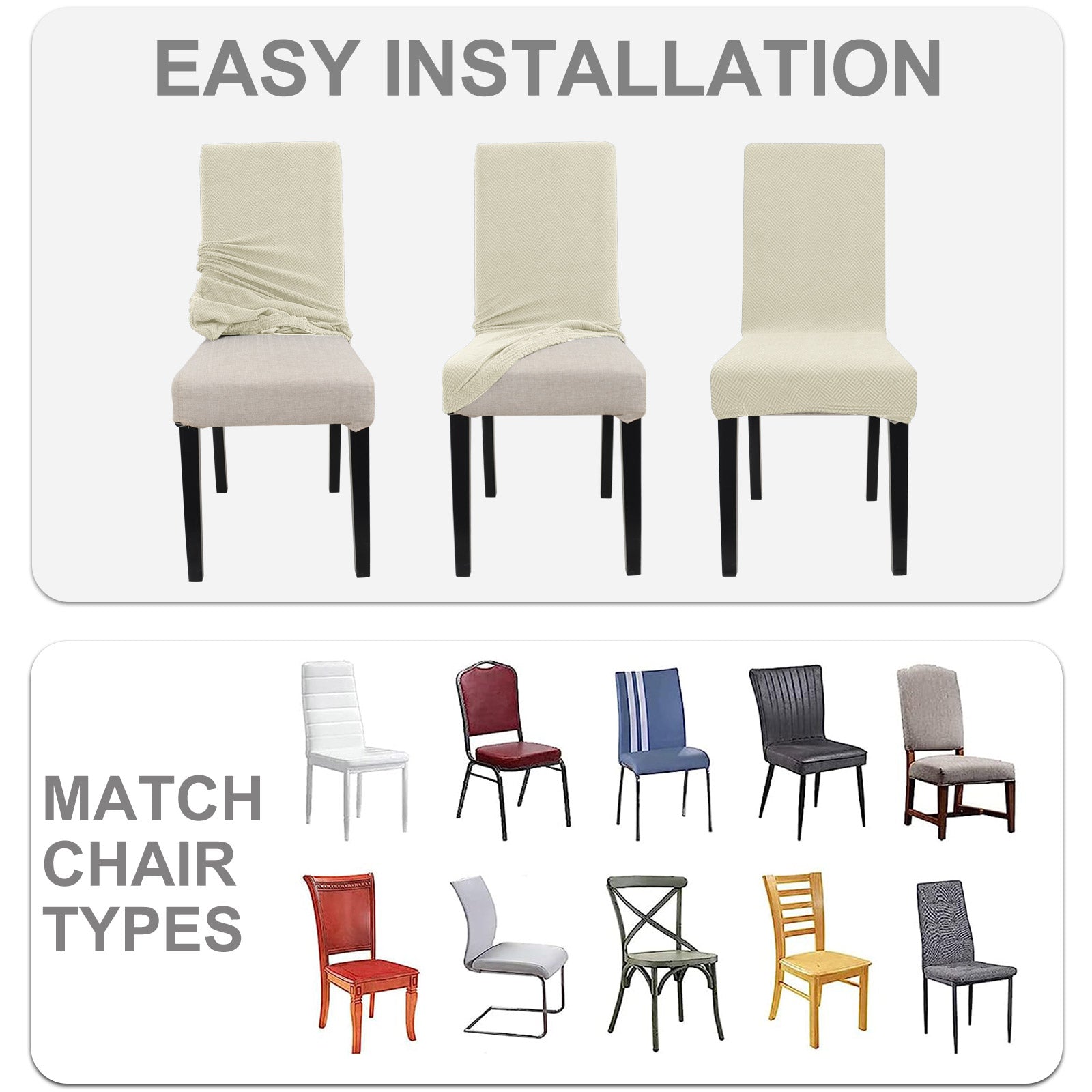 YSTYLE 2 Pieces élastique Dining Chair couvertures Diamond Jacquard