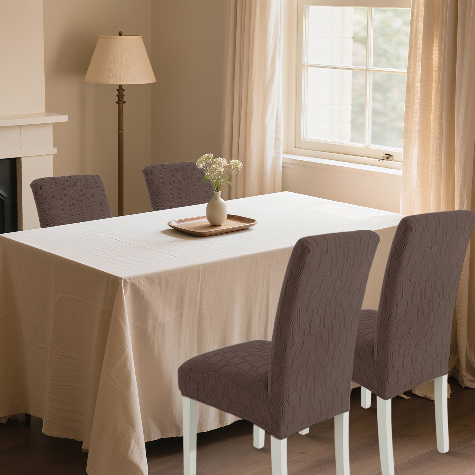 Ystyle 4-Piece Chair Covers with Backrest, Elastic Living Room Kitchen Chair Slipcovers, Soft Comfortable Anti-Scratch Chair Covers, Easy to Clean and Durable, Washable Removable