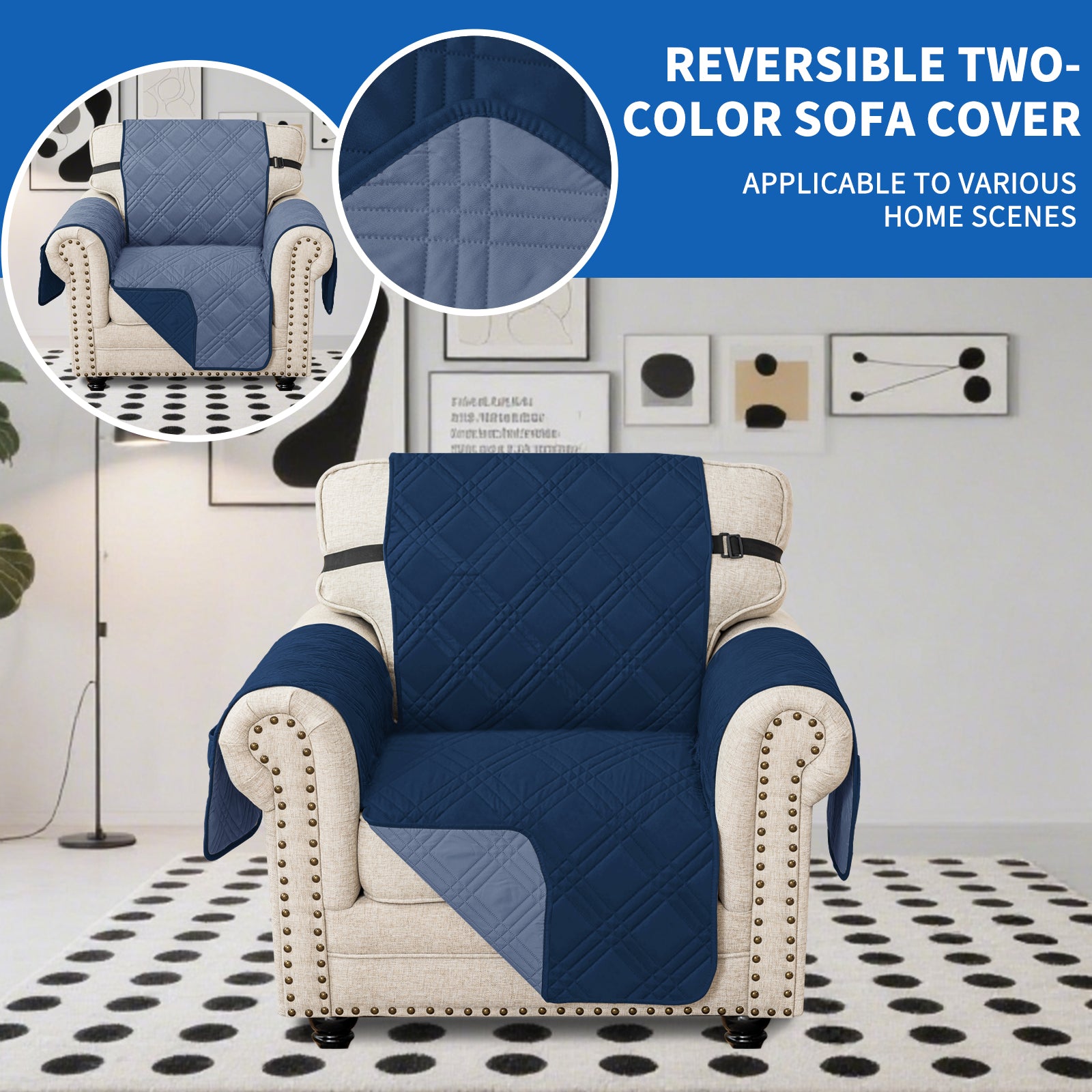 Ystyle Reversible 4 Seater Sofa Cover with Armrests Anti-Slip-YSTYLE