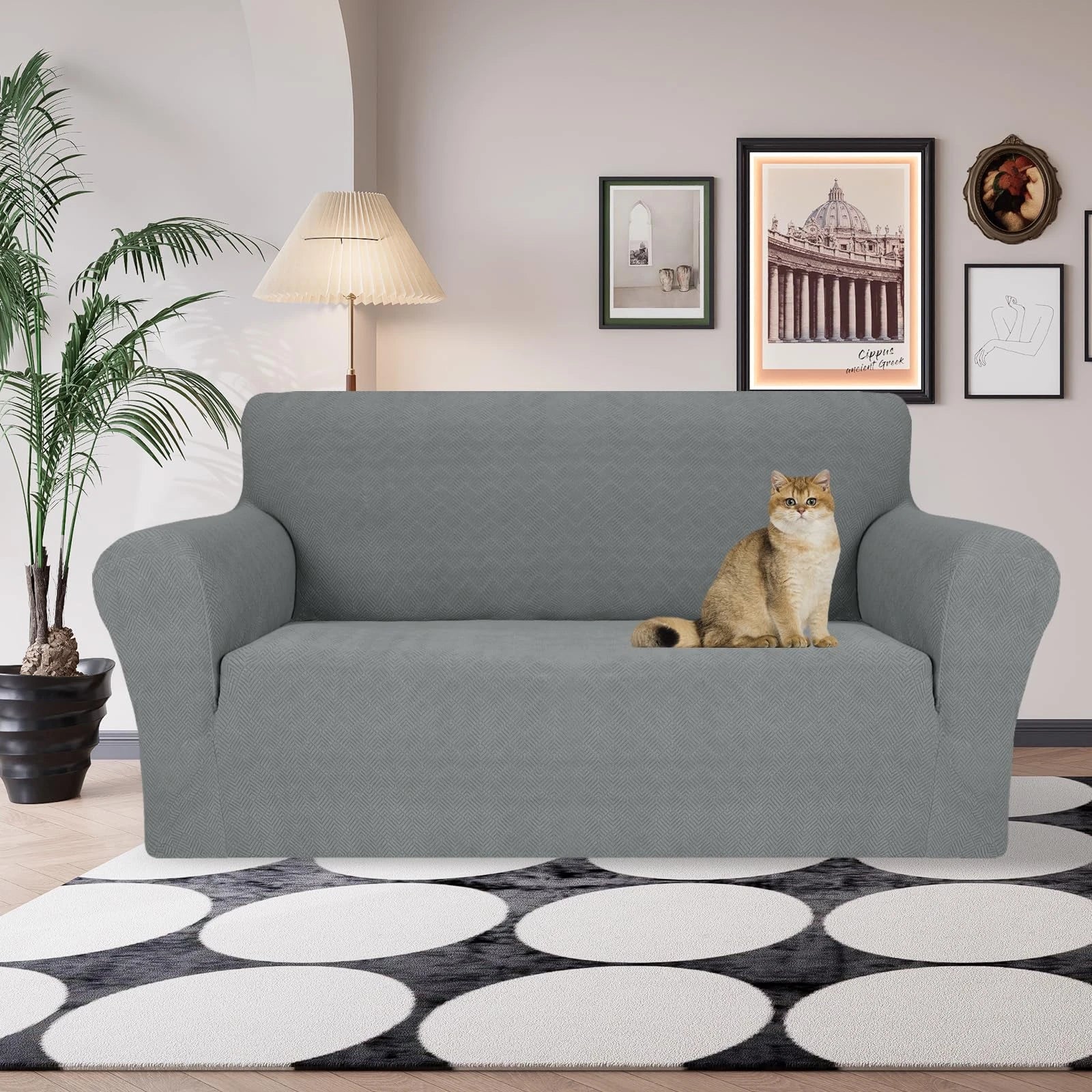 YSTYLE Stretch 2 Seater Sofa Cover with Armrests Anti-Slip Washable-YSTYLE