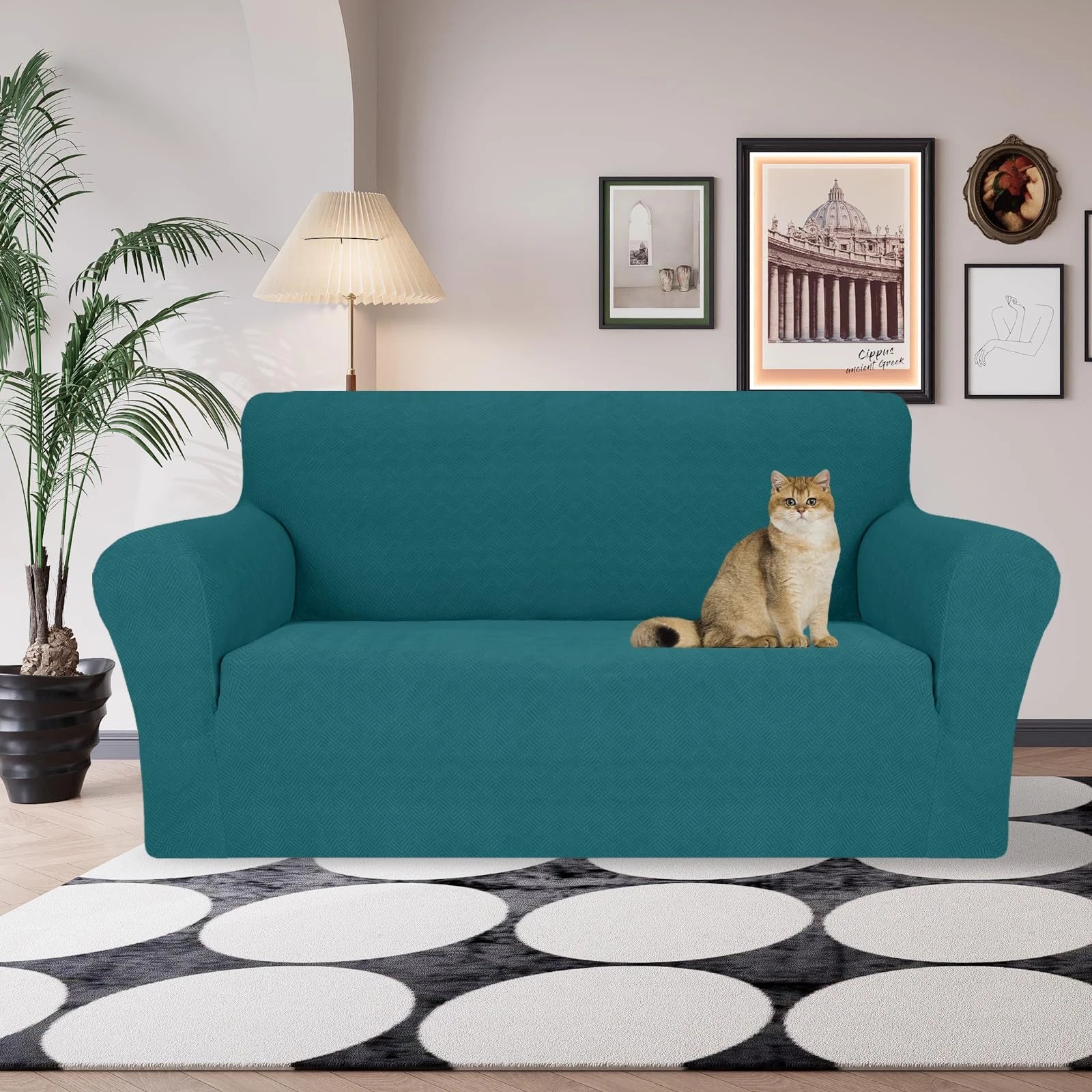 YSTYLE Stretch 2 Seater Sofa Cover with Armrests Anti-Slip Washable-YSTYLE