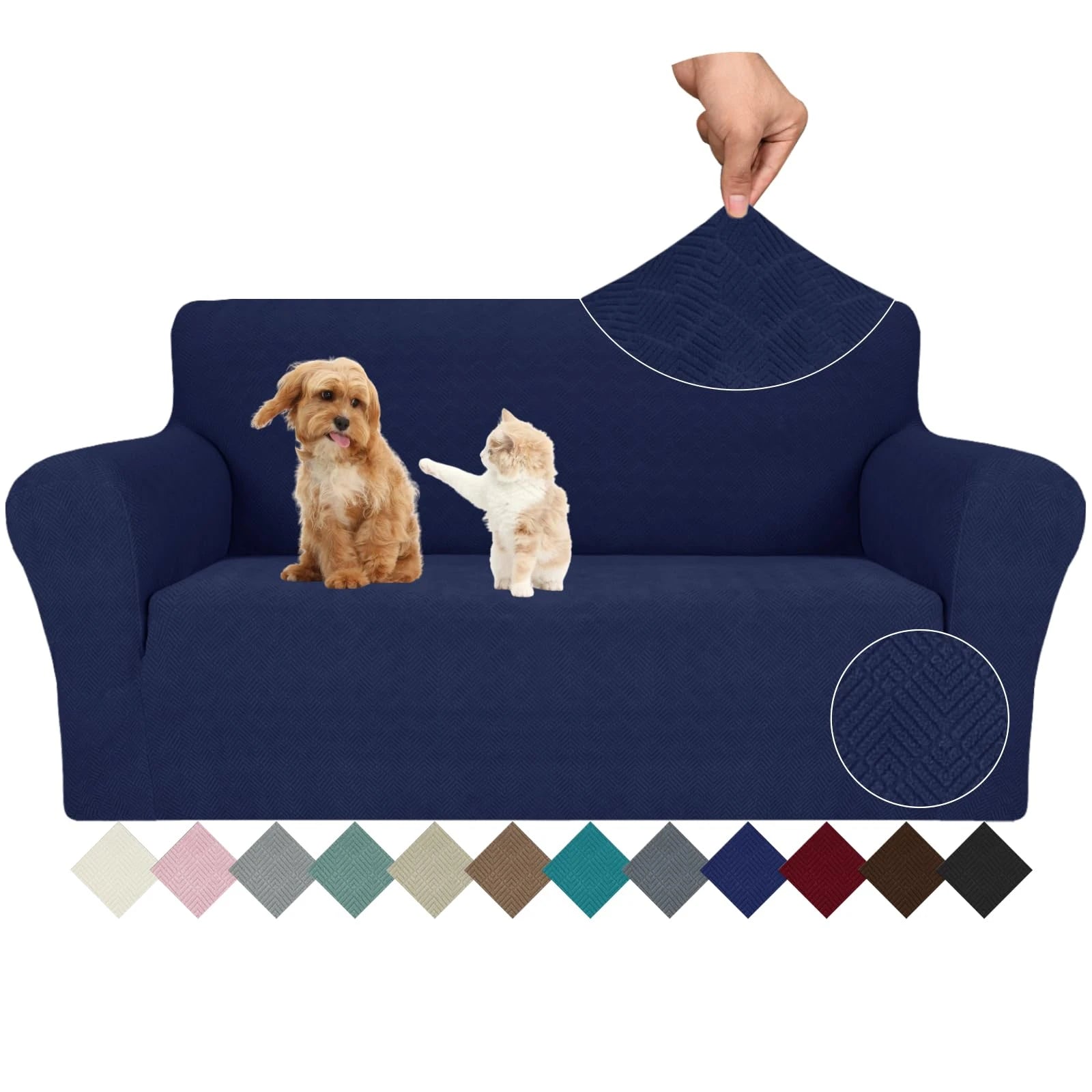 YSTYLE Stretch 2 Seater Sofa Cover with Armrests Anti-Slip Washable-YSTYLE