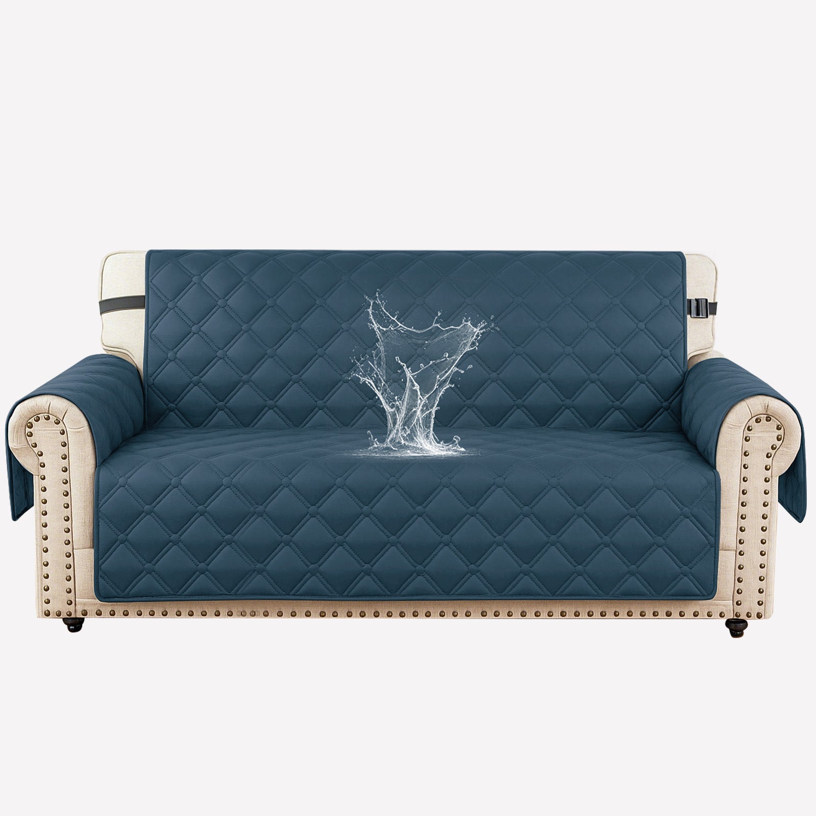 Ystyle Waterproof 2 Seater Sofa Cover with Armrests Side Pockets