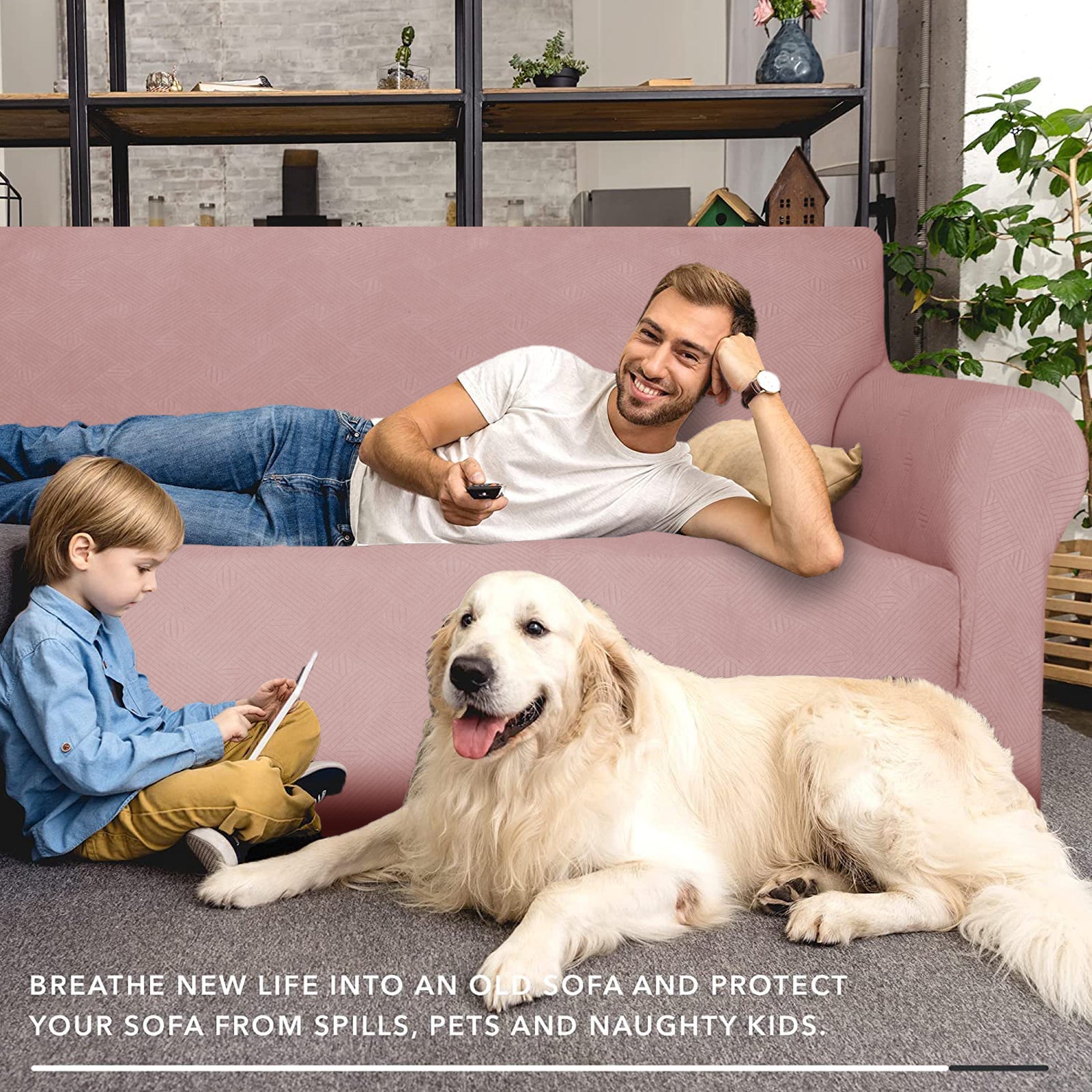 YSTYLE Hoch Stretch 3-Sitzer Sofa Bezug Anti-Rutsch Waschbar