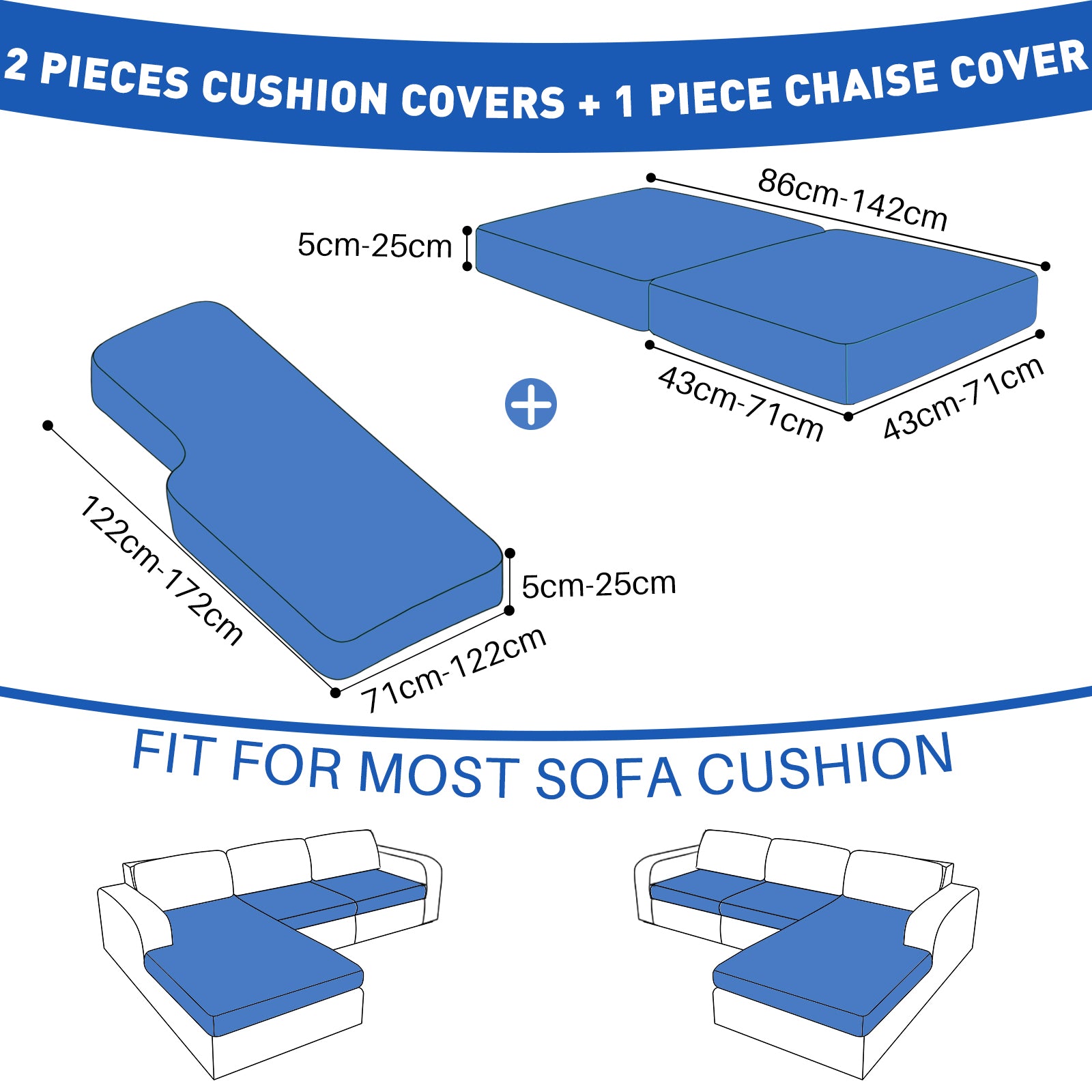 YSTYLE Housse de siège de canapé imperméable extensible en forme de L et 2 places Géométrique