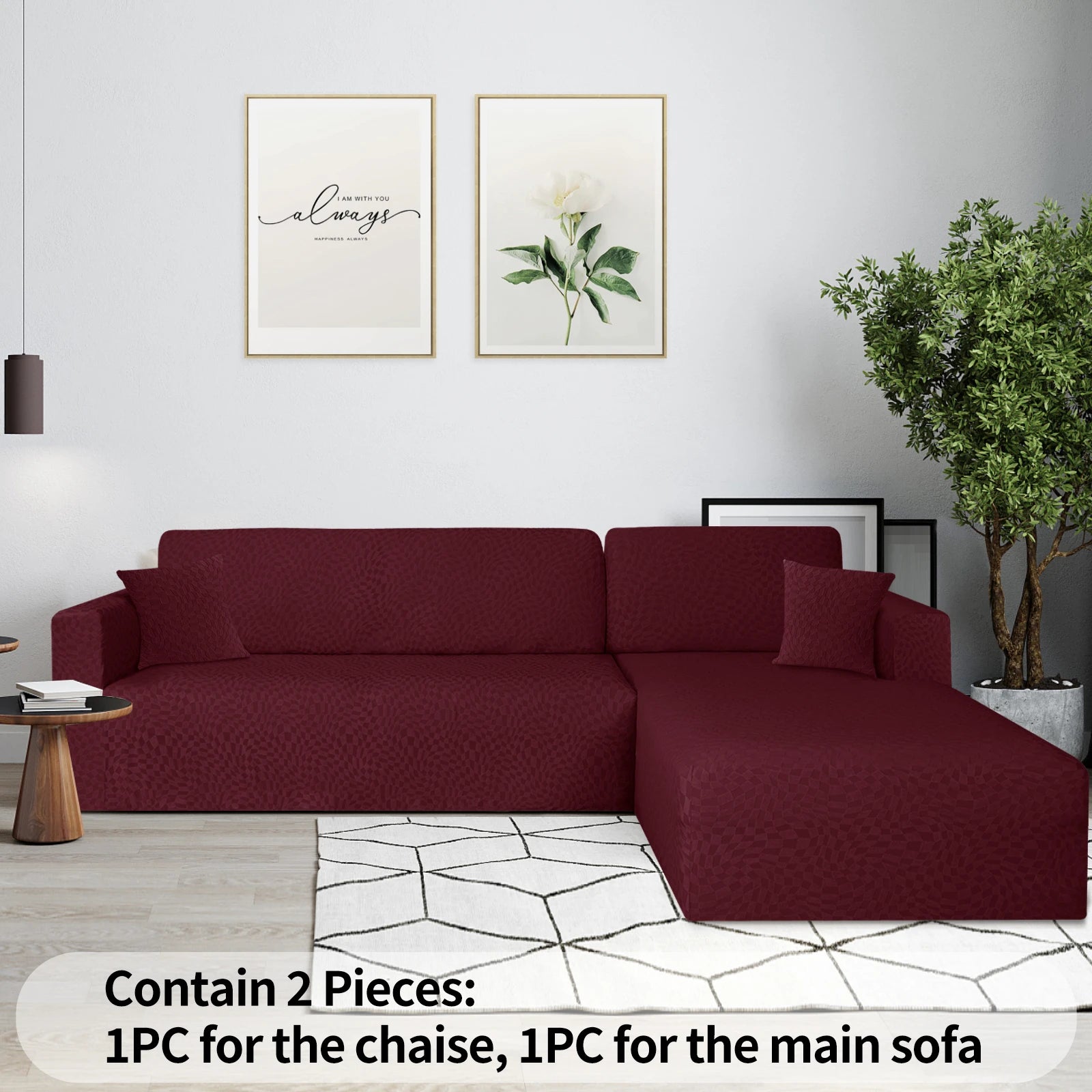 YSTYLE L-Shaped 1+2 Seater Sofa Cover – Stretch Fit, All-Around Protection, Non-Slip Design,Deformed Grid