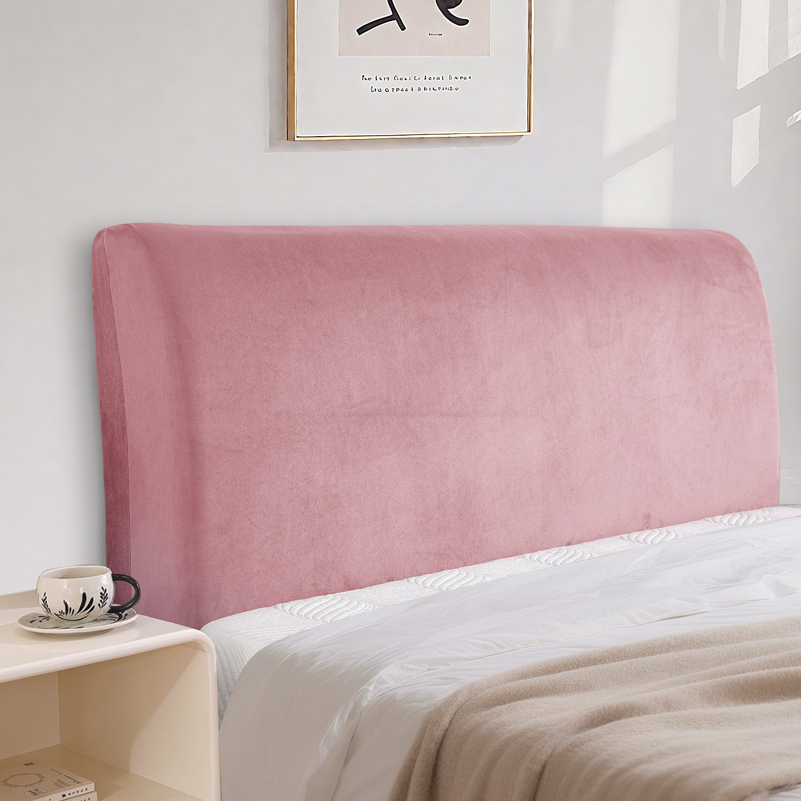 Ystyle 180cm Velvet Headboard Cover, Elastic Slipcover for Bed Headboard, Solid Color Washable Headboard Protector for Single/Double Beds