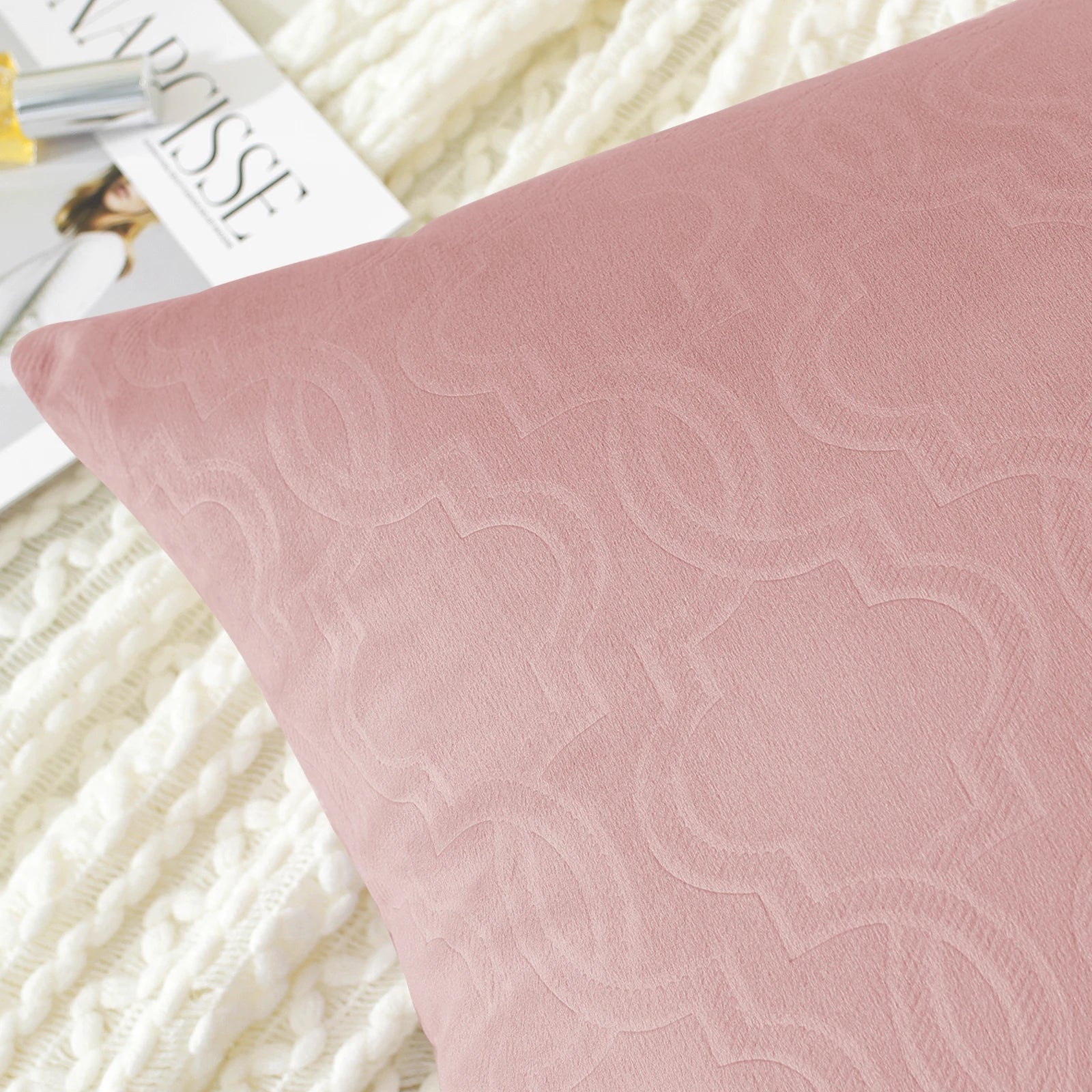 YSTYLE Velvet Sofa Cushion Covers, Decorative Throw Pillow Covers, 2 pcs, Hidden Zipper-Lantern Shape