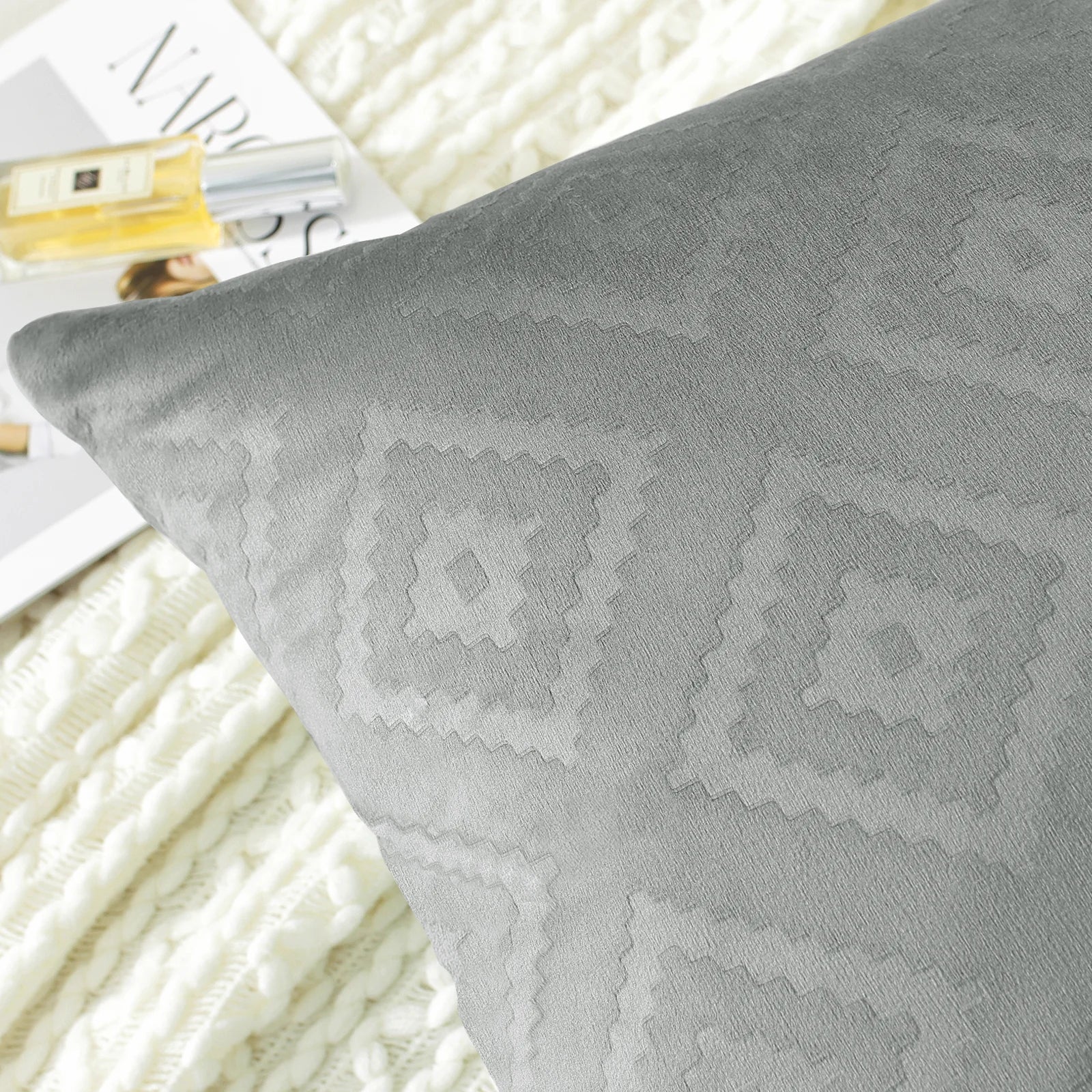 YSTYLE Velvet Sofa Cushion Covers, Decorative Throw Pillow Covers, 2 pcs, Hidden Zipper-Square shape