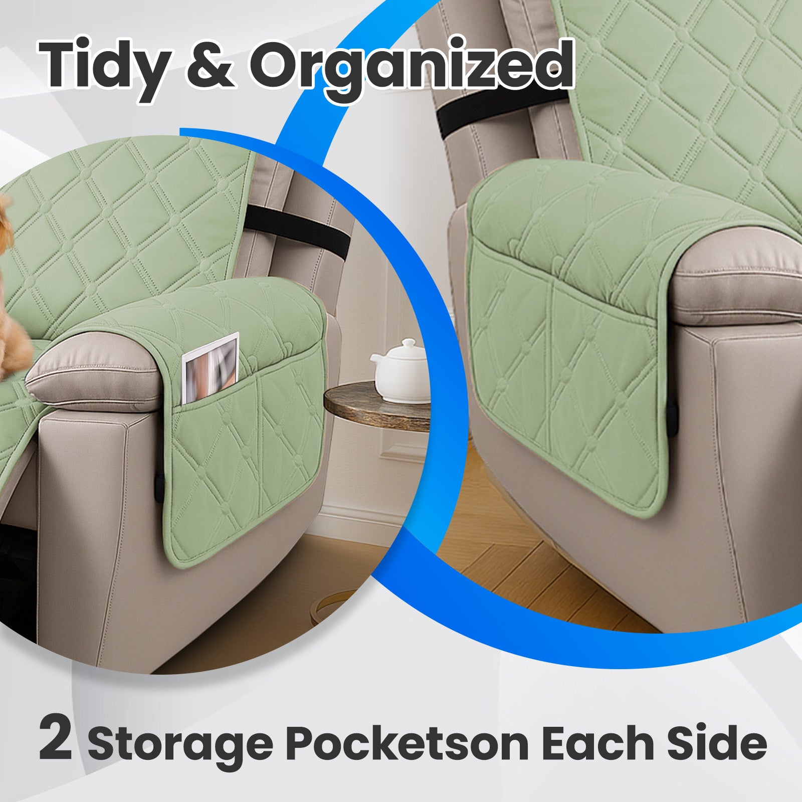 YSTYLE Waterproof Armchair Cover with Pockets and Non Slip Backing-YSTYLE