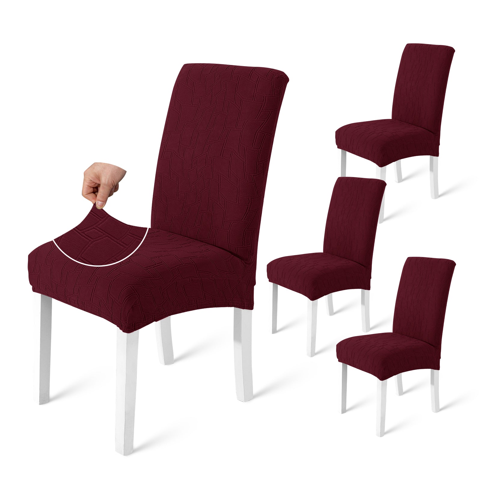 Ystyle 4-Piece Chair Covers with Backrest, Elastic Living Room Kitchen Chair Slipcovers, Soft Comfortable Anti-Scratch Chair Covers, Easy to Clean and Durable, Washable Removable