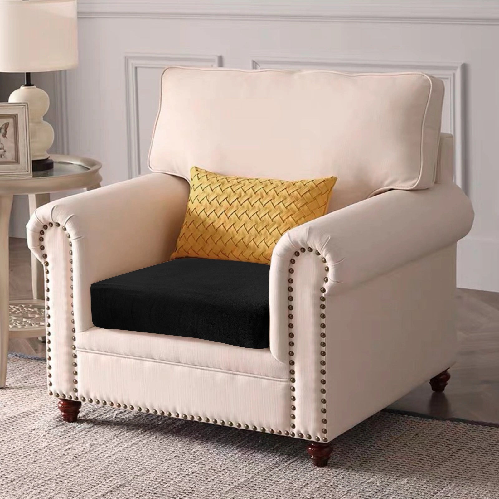 YSTYLE 1 Piece Velvet Cushion Cover – Stretch Fit, Anti-Slip, Universal for Separate Sofa Cushions