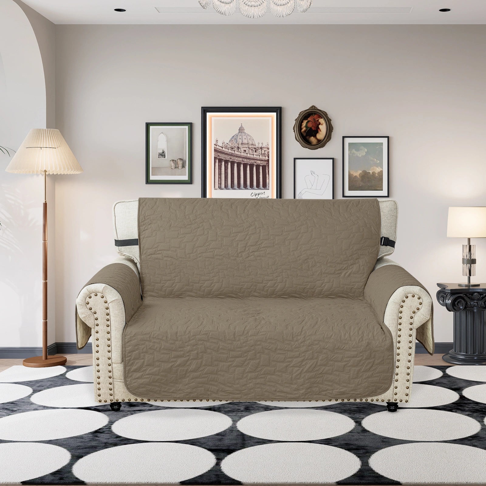 YSTYLE 2 Seater Sofa Cover – Waterproof, Anti-Slip, Cat Scratch-Resistant, Quilted Protection-Quads Shape