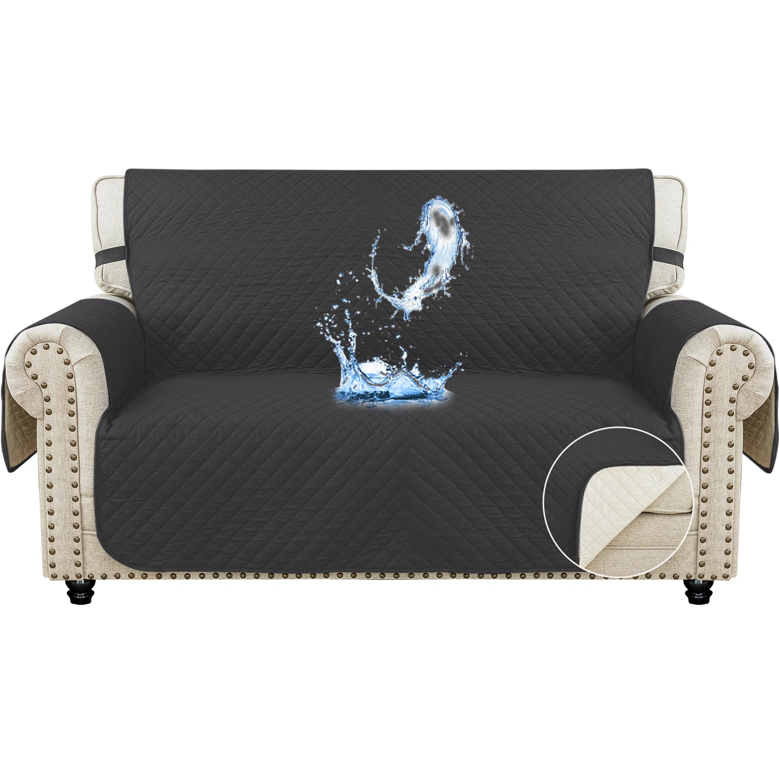 YSTYLE Waterproof 2 Seater Sofa Cover with Armrests Anti-Slip-YSTYLE