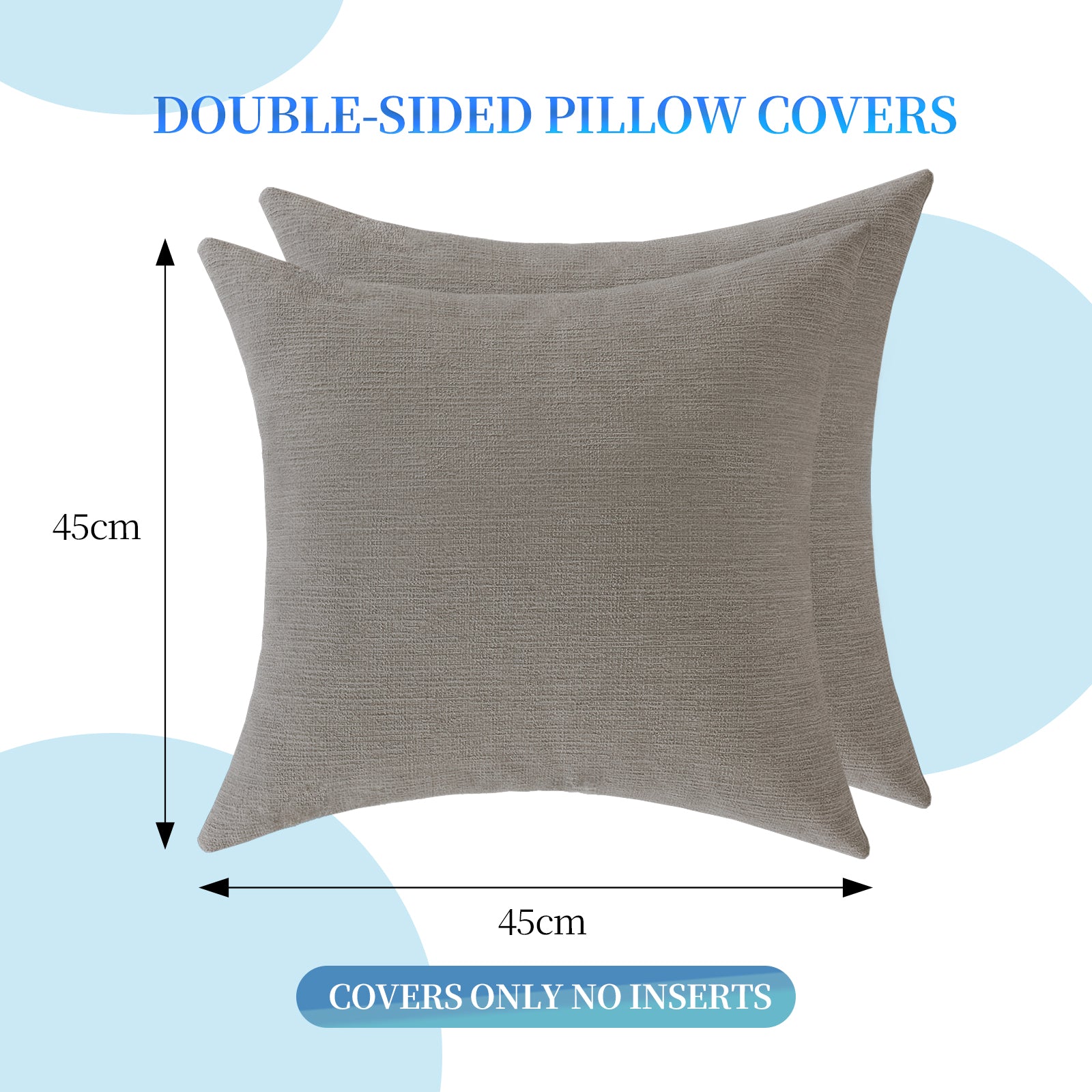 Ystyle 2 Pieces Linen Cushion Covers 45 x 45 cm, Decorative Sofa Cushion Covers, Invisible Zipper, Modern, Comfortable Sturdy, for Living Room, Bedroom
