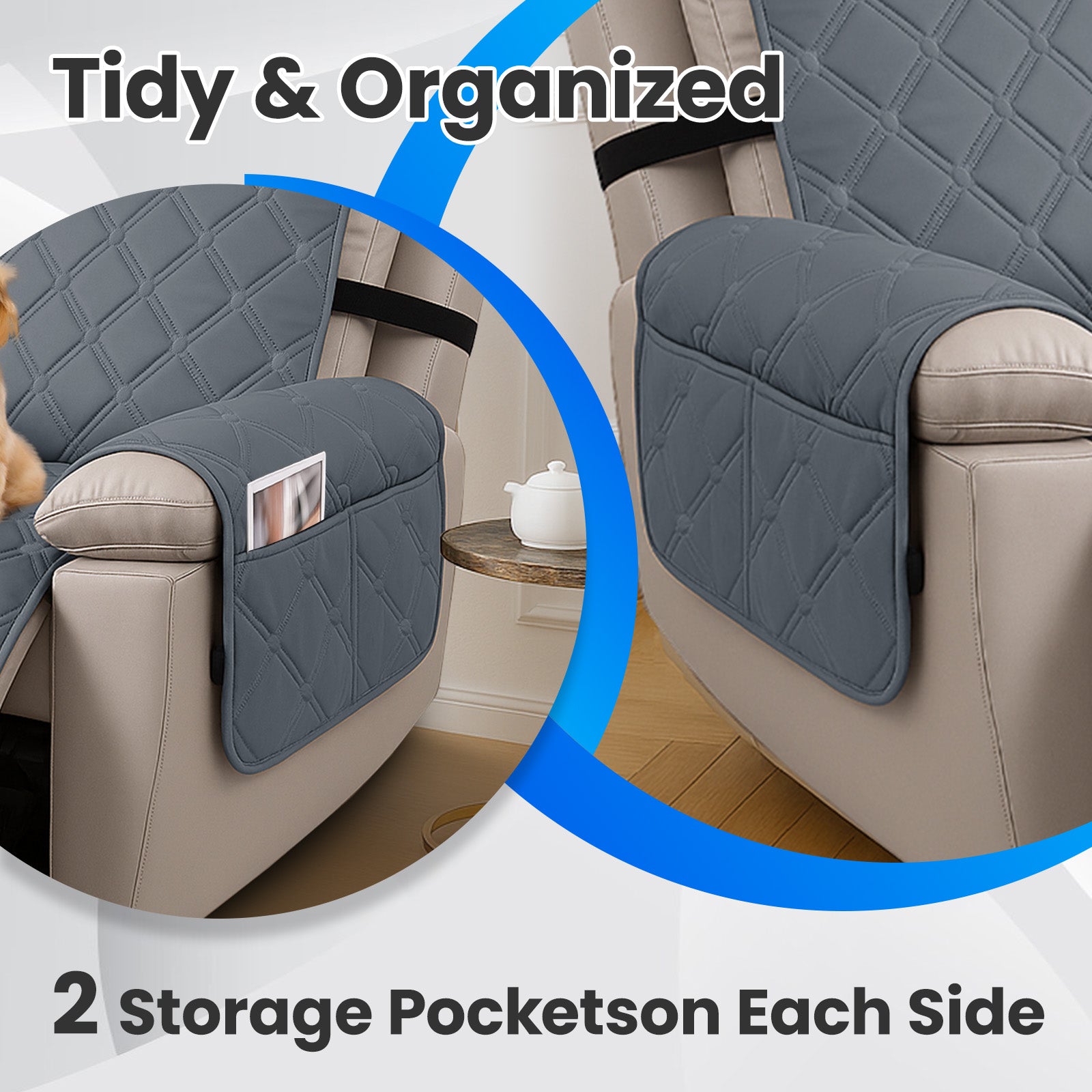 YSTYLE Waterproof Armchair Cover with Pockets and Non Slip Backing-YSTYLE