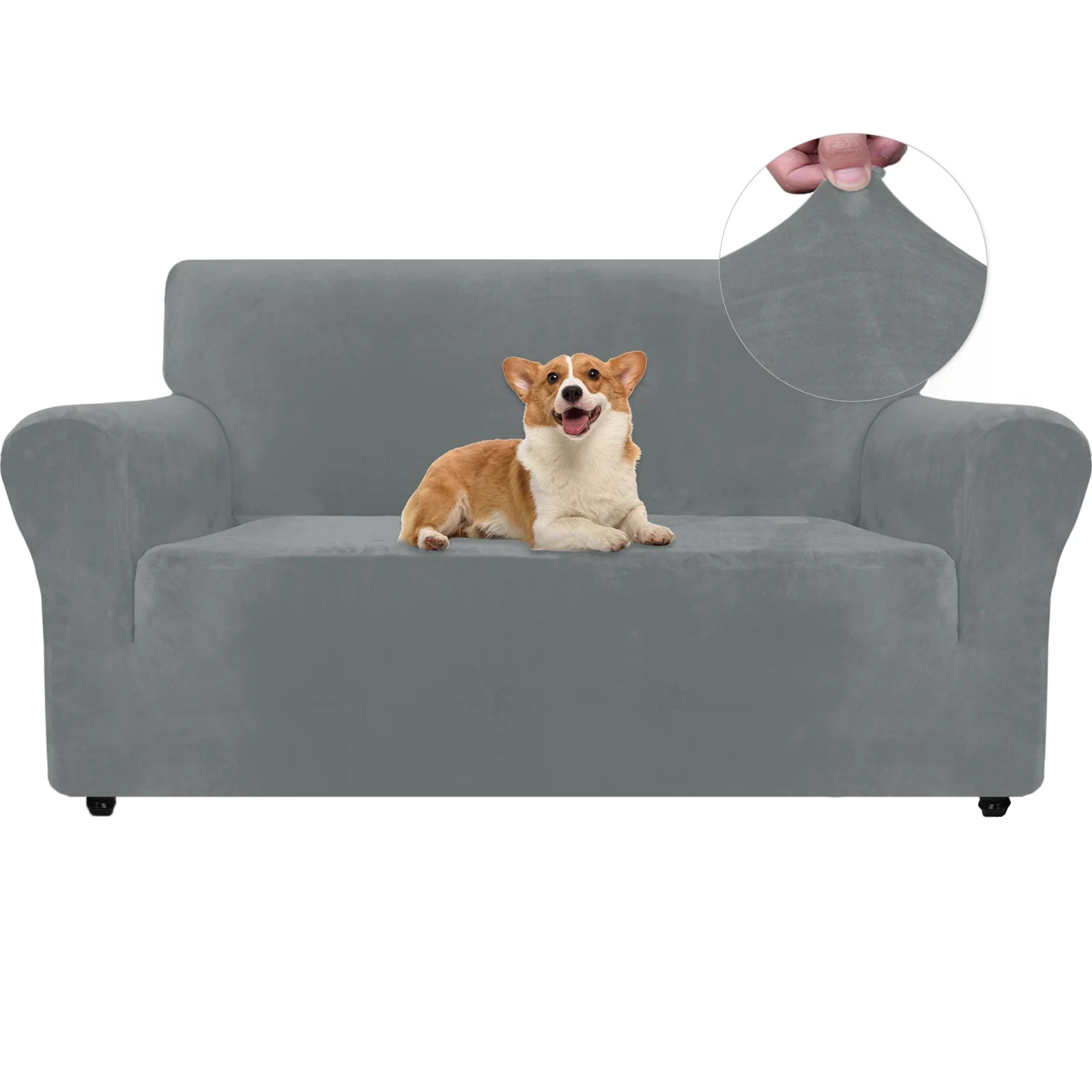 YSTYLE Velvet 2 Seater Sofa Cover – Stretch Fit, Anti-Scratch, Pet-Friendly, Non-Slip, Washable