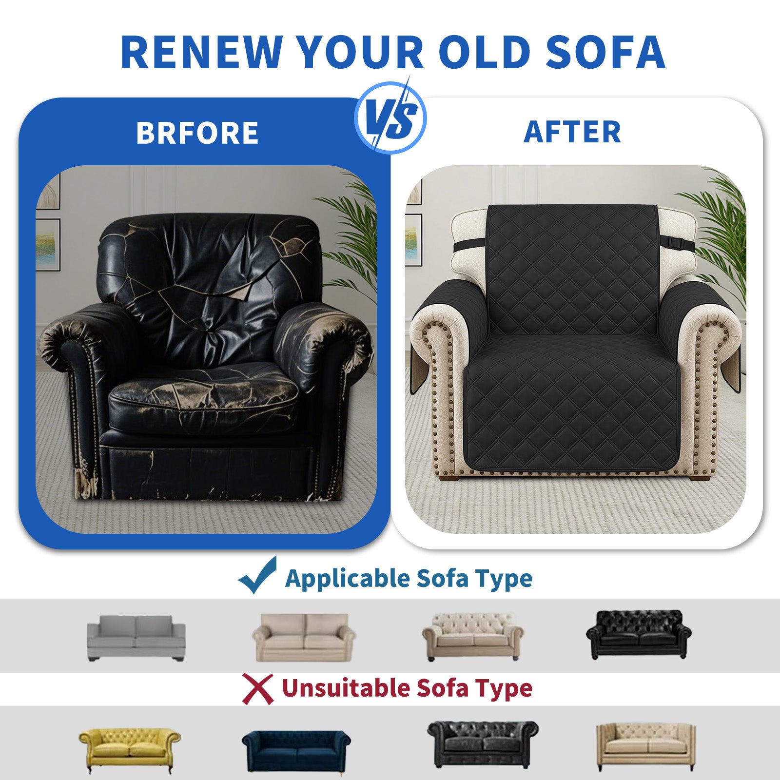 Ystyle 100% Waterproof 2 Seater Sofa Cover with Side Pockets-YSTYLE